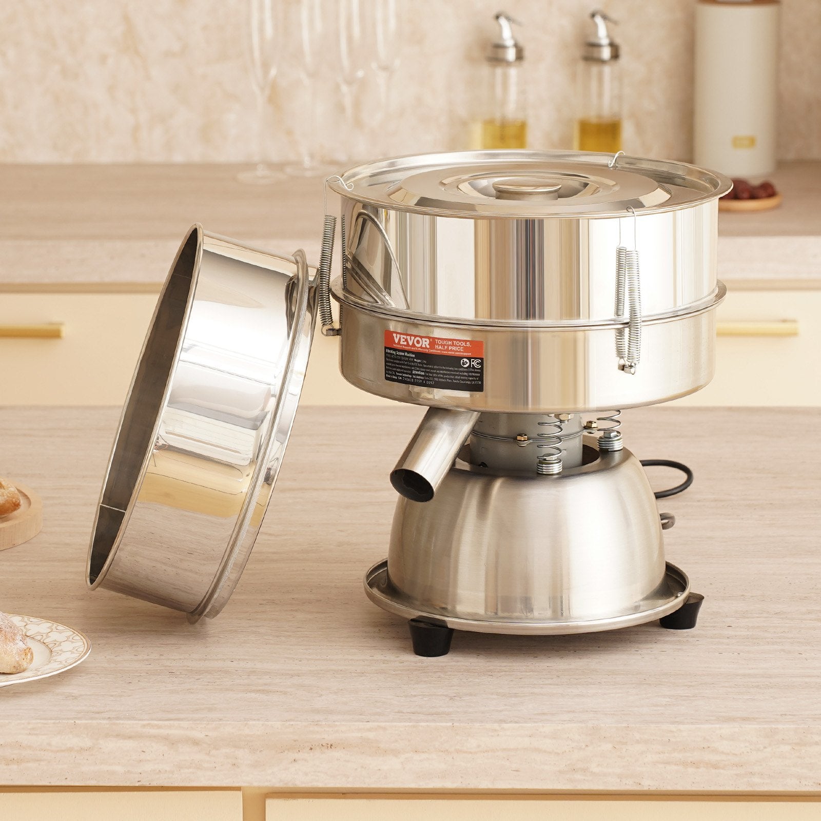 Automatic Electric Vibrating Sieve, Stainless Steel Sifter Shaker 45W for Powder