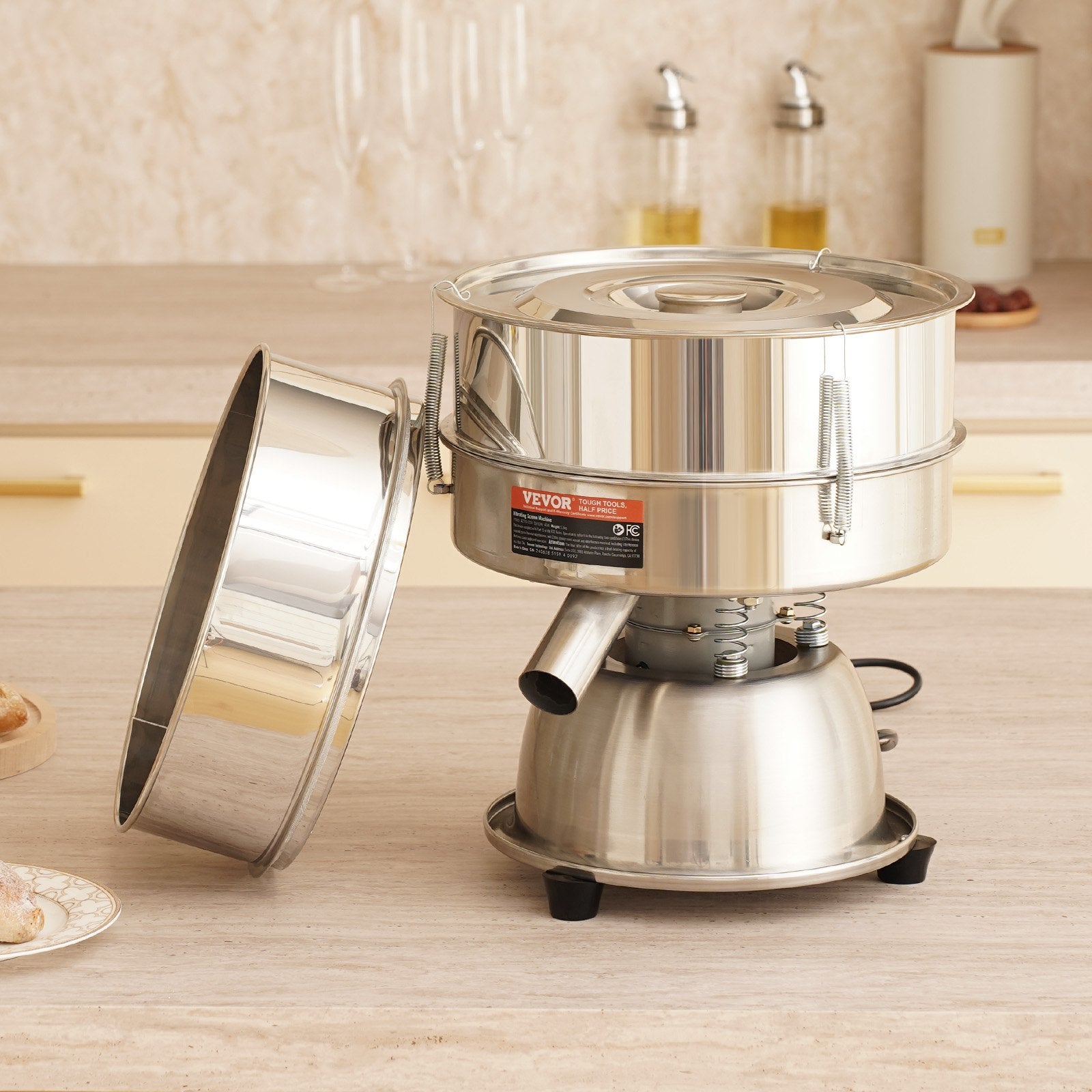 Automatic Electric Vibrating Sieve Stainless Steel 45W Sifter Shaker 12-80 Mesh
