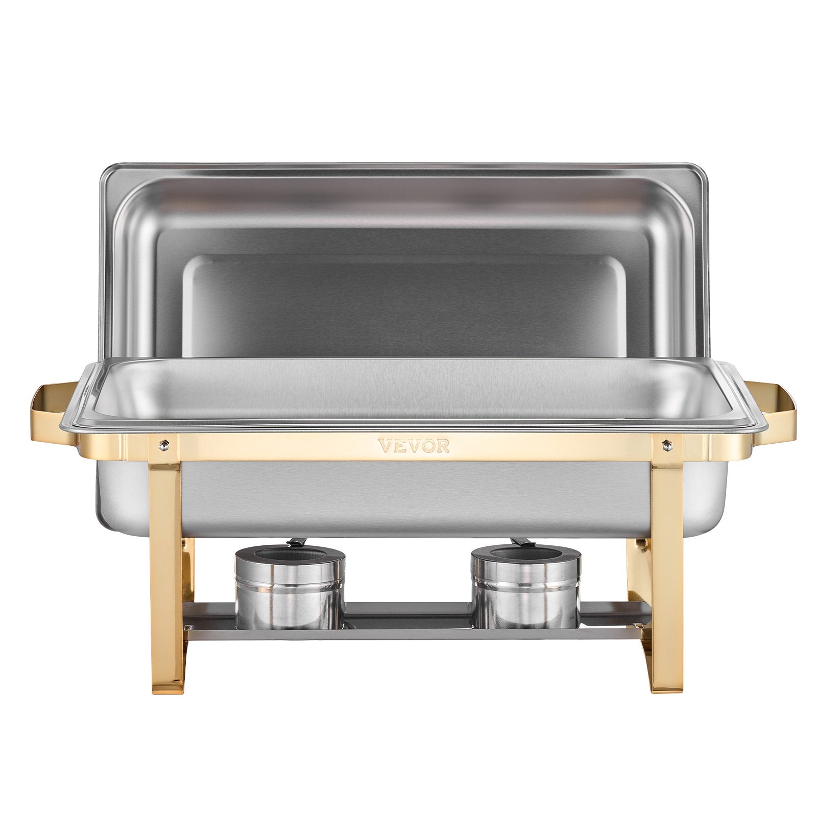 4-Pack 8 Qt Stainless Steel Chafing Dish Set Full Half-Size Pans Lid Stand