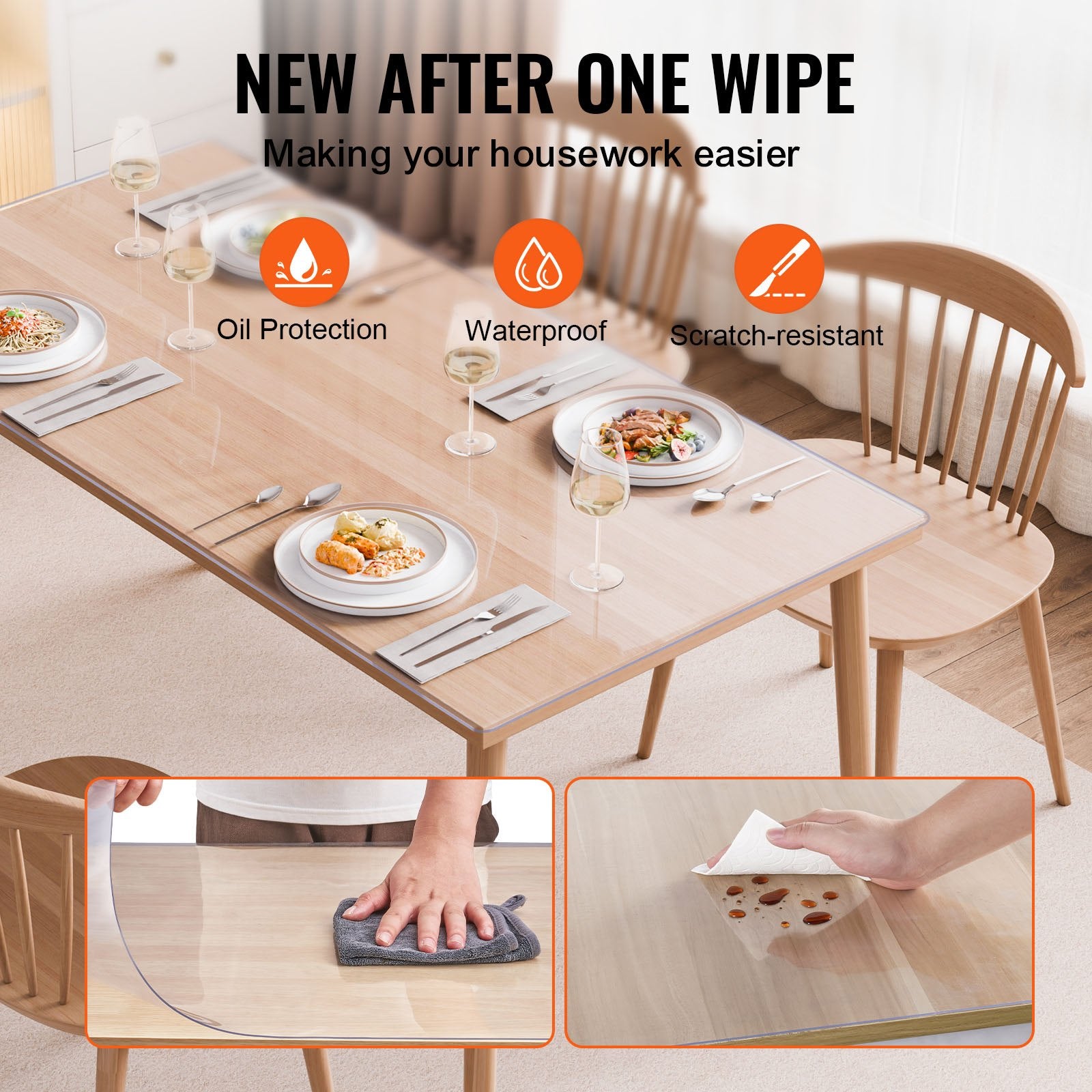 Plastic Table Cover 40x60 in 1.5mm Clear PVC Waterproof Desk Protector