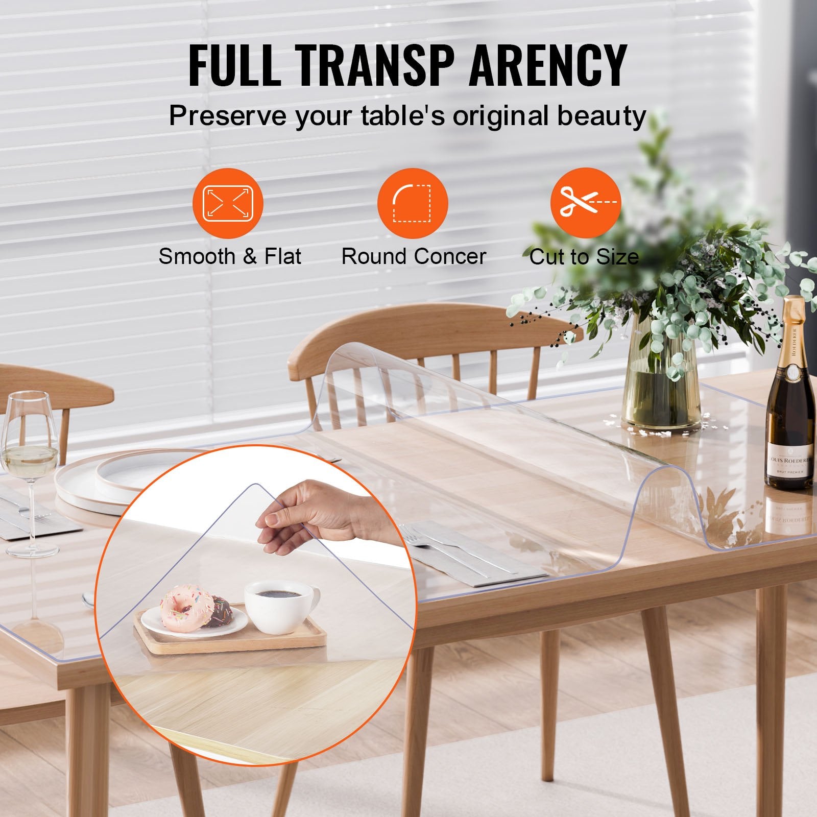 Plastic Table Cover 42x60in Clear PVC Desk Mat Waterproof Easy Clean Tablecloth