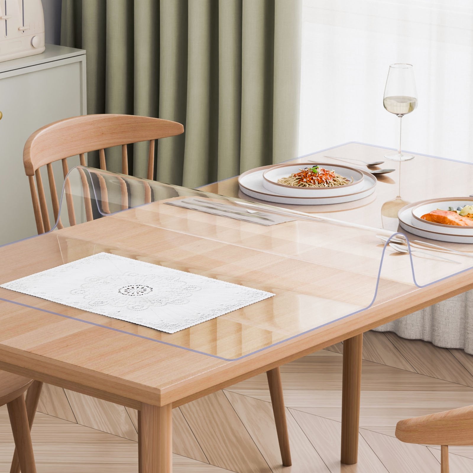 Plastic Table Cover 42x60in Clear PVC Desk Mat Waterproof Easy Clean Tablecloth