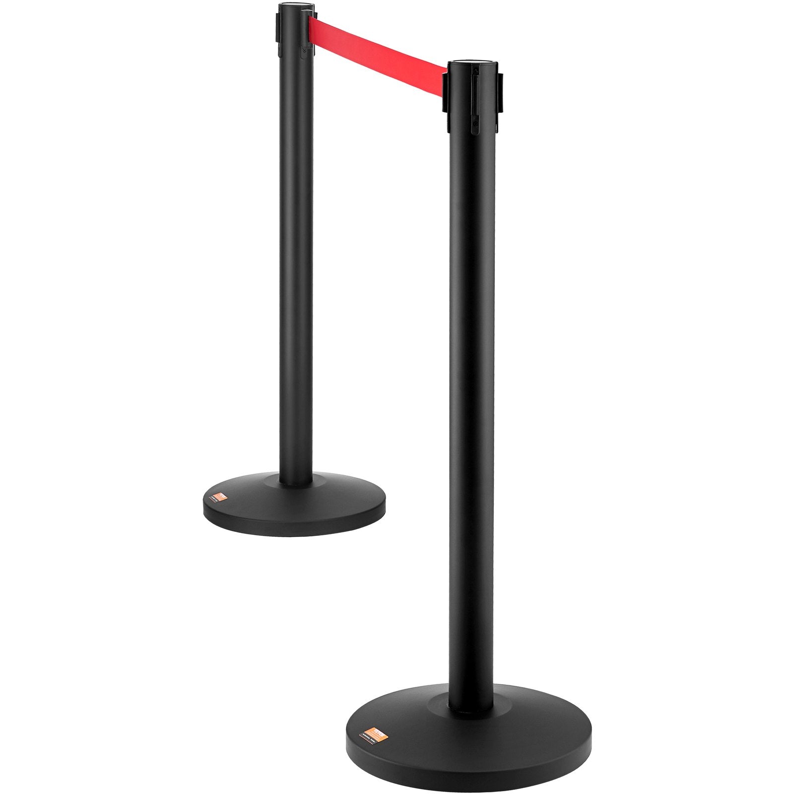 Crowd Control Stanchions 2-Pack Steel Queue Posts with 11FT Red Retractable Belt