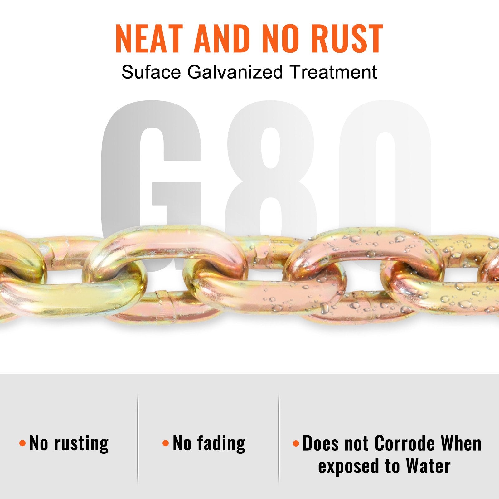 Transport Binder Chain 220kg 3/8" x 20' G80 Tow Chain Grab Hooks Galvanized