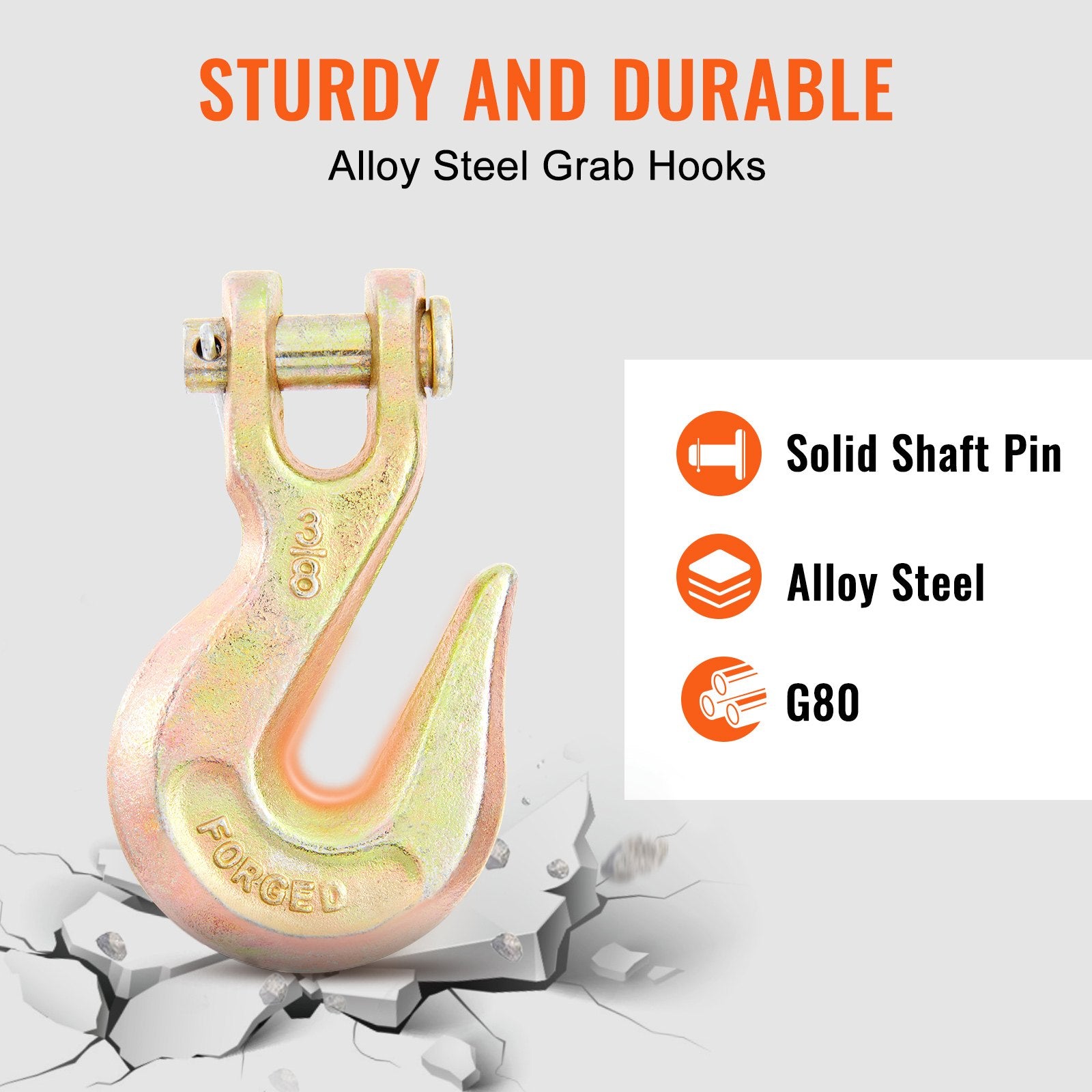 Transport Binder Chain 220kg 3/8" x 20' G80 Tow Chain Grab Hooks Galvanized