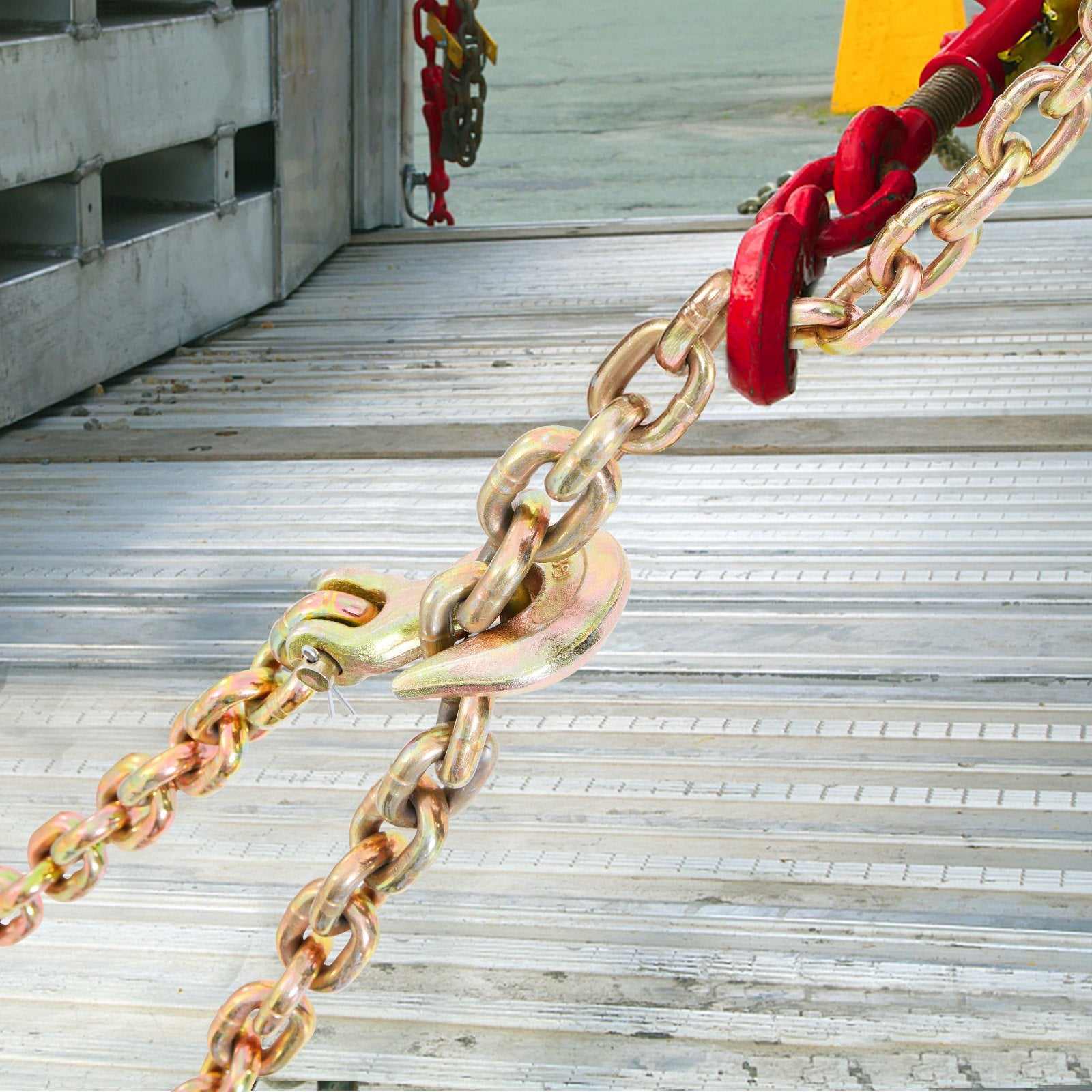 Transport Binder Chain 220kg 3/8" x 20' G80 Tow Chain Grab Hooks Galvanized
