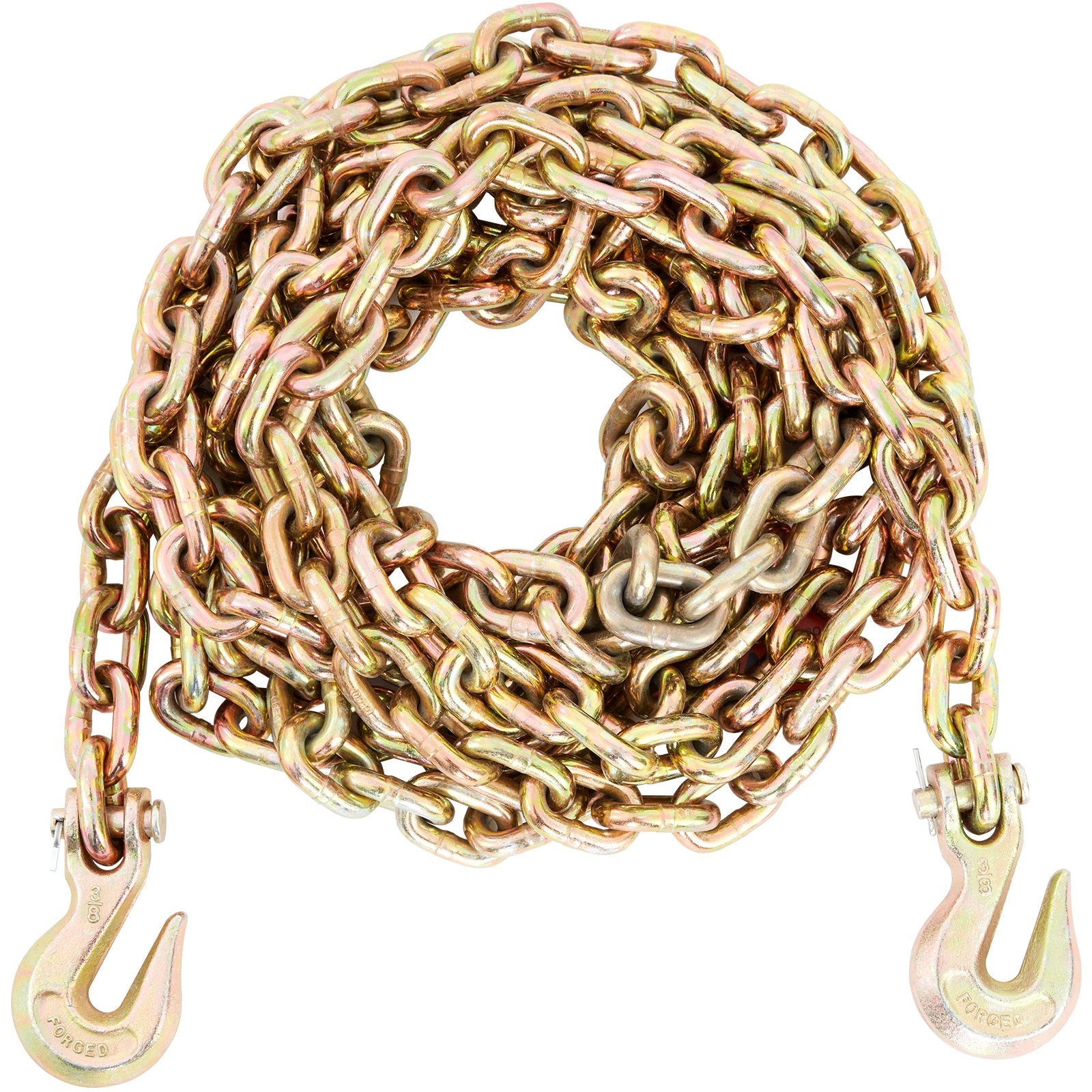 Transport Binder Chain 220kg 3/8" x 20' G80 Tow Chain Grab Hooks Galvanized