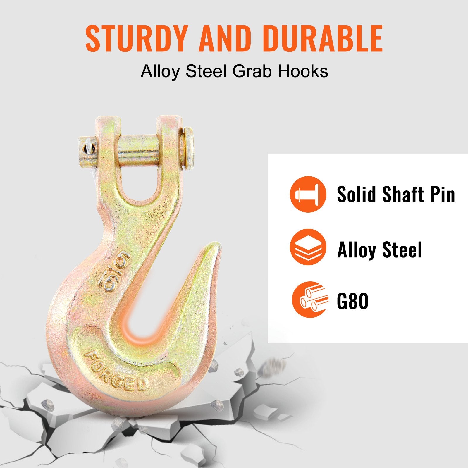 G80 Transport Binder Chain 5/16'' x 20ft with Grab Hooks