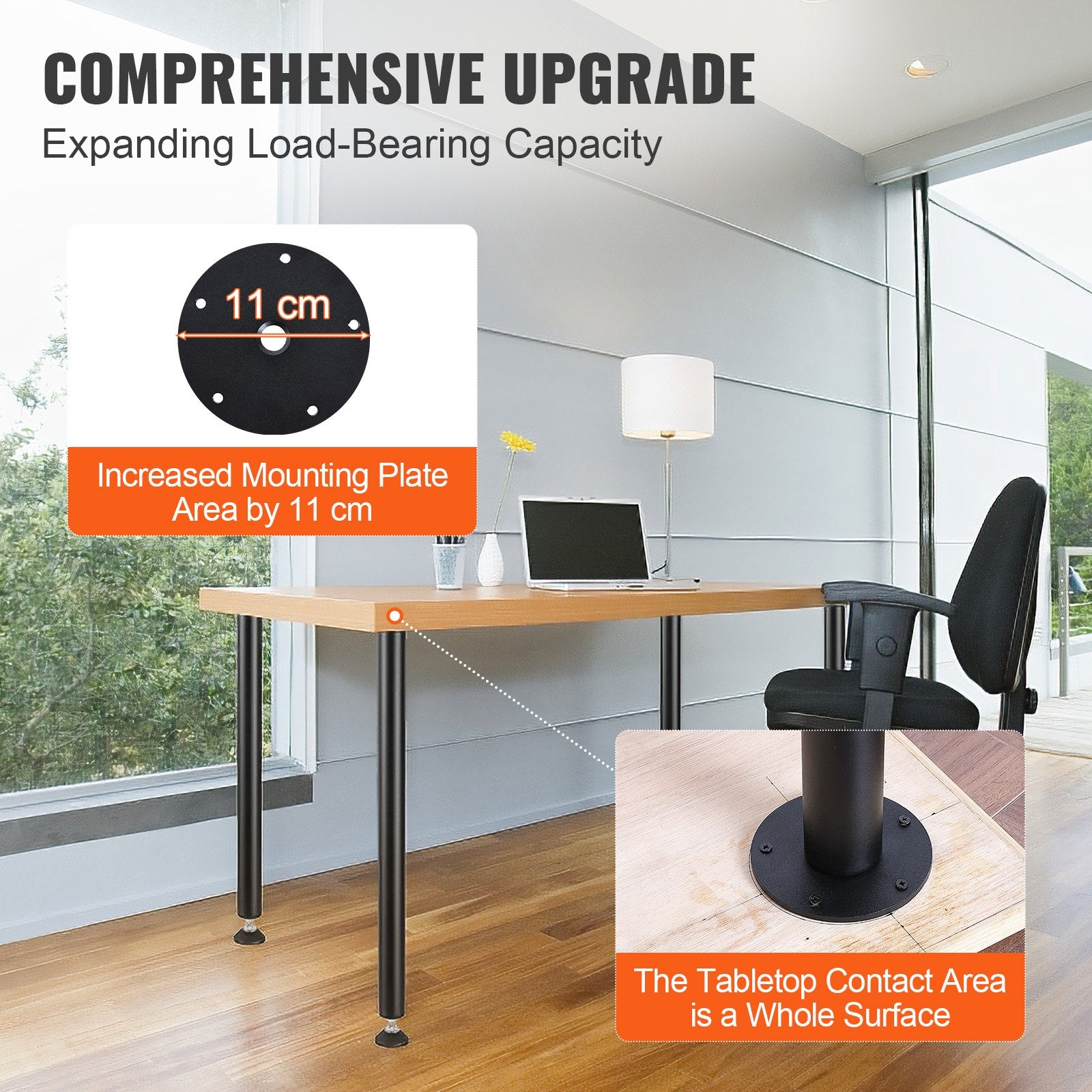 Adjustable Desk Legs 762MM Set of 4, Reinforced Steel, 544.3KG Load, Black