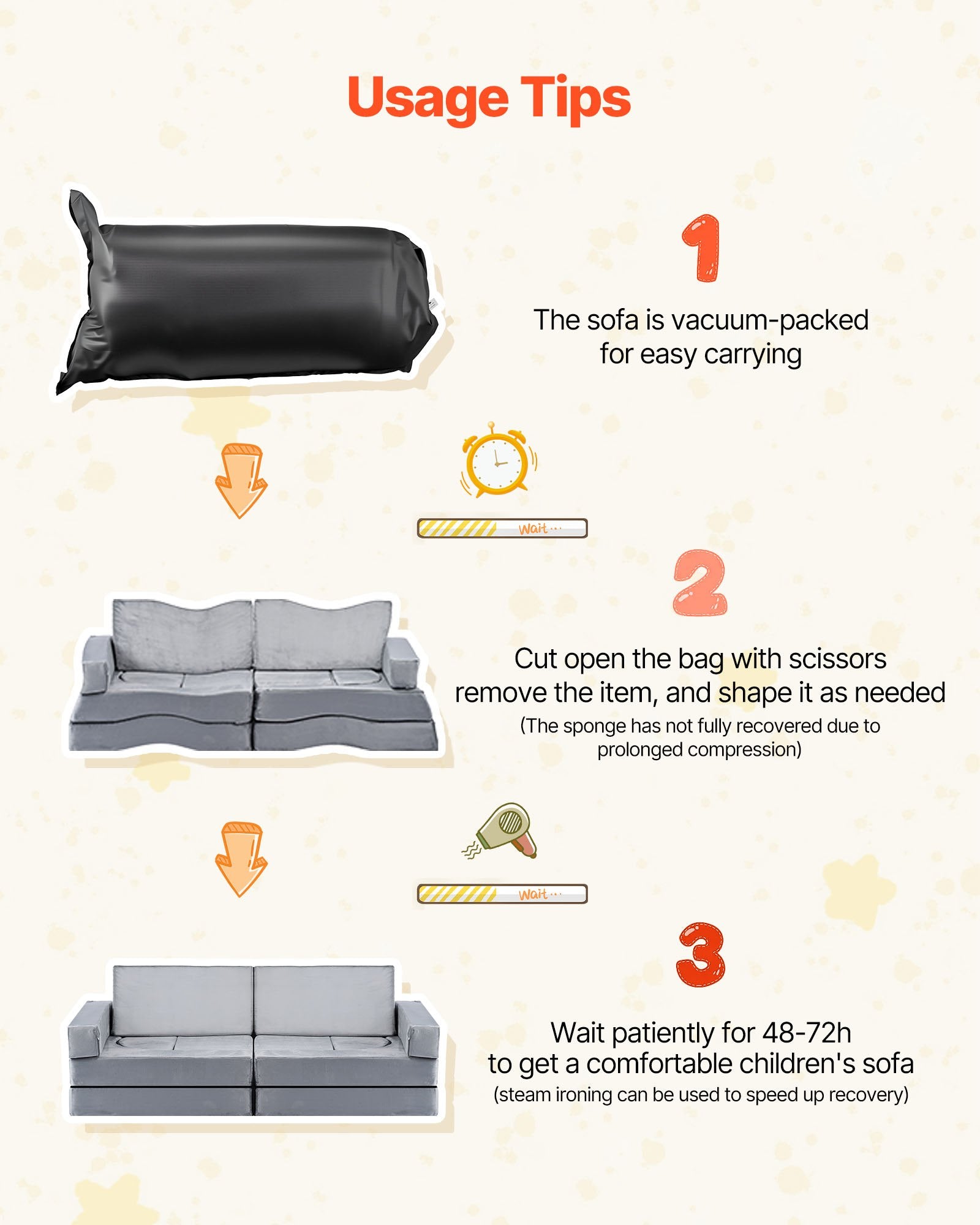 Modular Kids Play Couch 14Pcs, Sectional Toddler Sofa Convertible DIY Gray