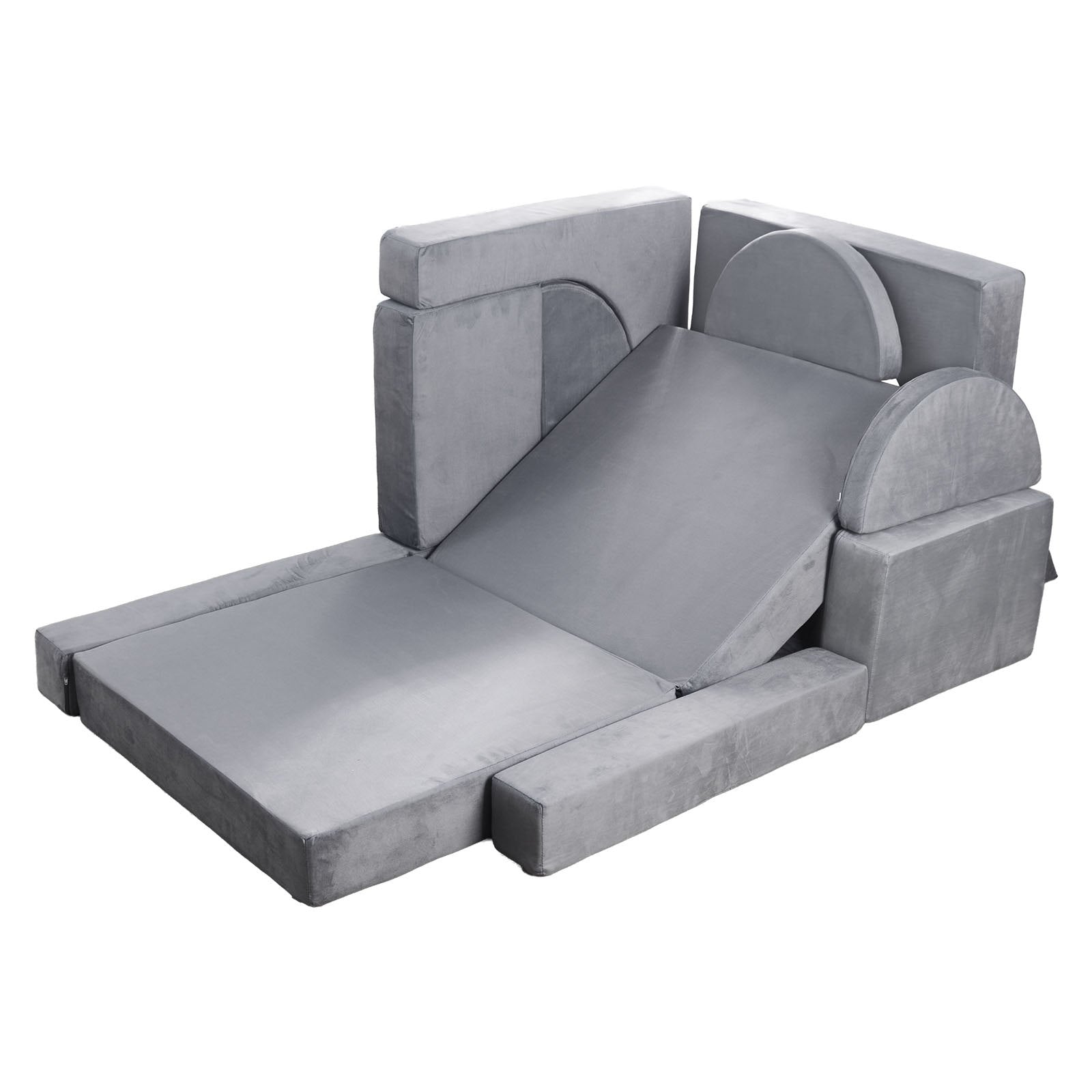 Modular Kids Play Couch 14Pcs, Sectional Toddler Sofa Convertible DIY Gray