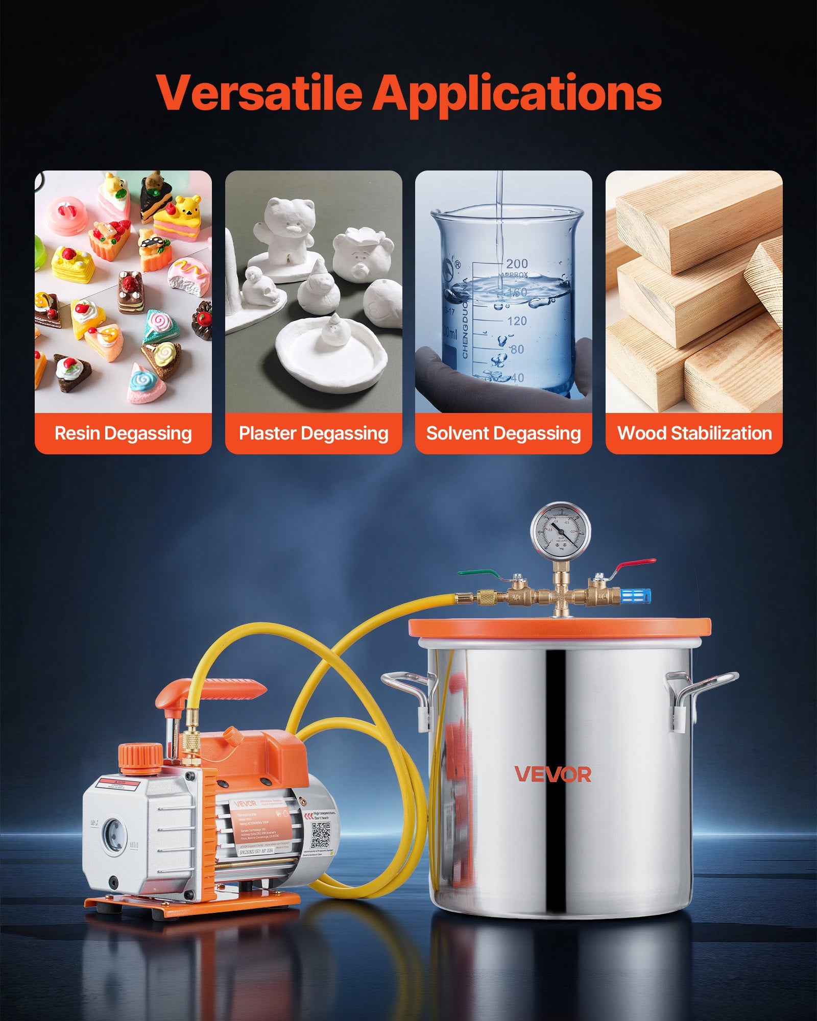 11.36L Vacuum Chamber with 3.5 CFM Pump, Stainless Steel Degassing Kit with Lid