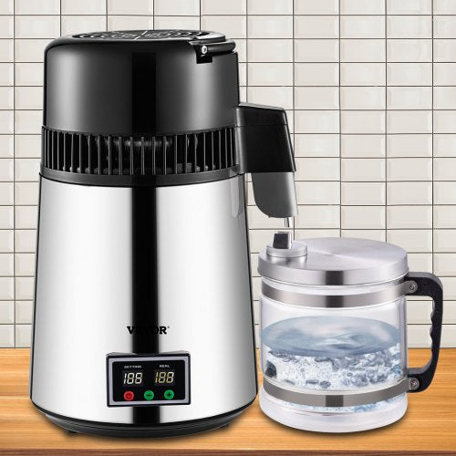 VEVOR Stainless Steel Water Distiller 1.1 Gal 0.3 Gal/H 750W Countertop