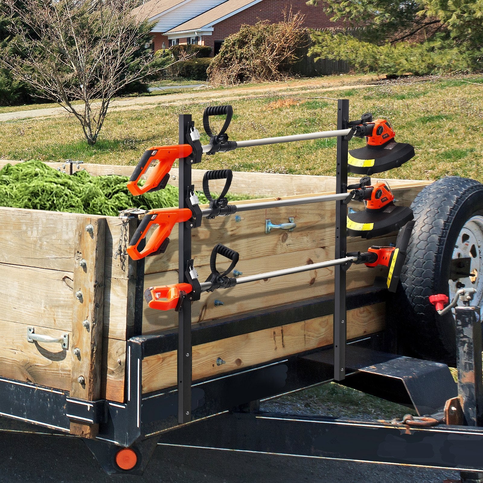 3 Place Trimmer Rack Locking Weeder Trimmer Holder for Pickup Trailer Pair