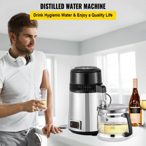 VEVOR 4L Stainless Steel Water Distiller Countertop Machine For Home