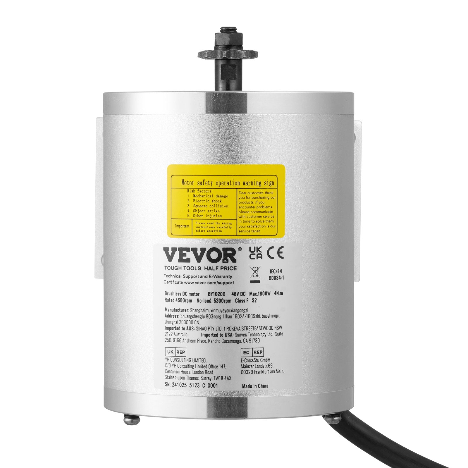 1800W Brushless DC Motor Kit 48V 4500rpm with Speed Controller & Throttle Grip