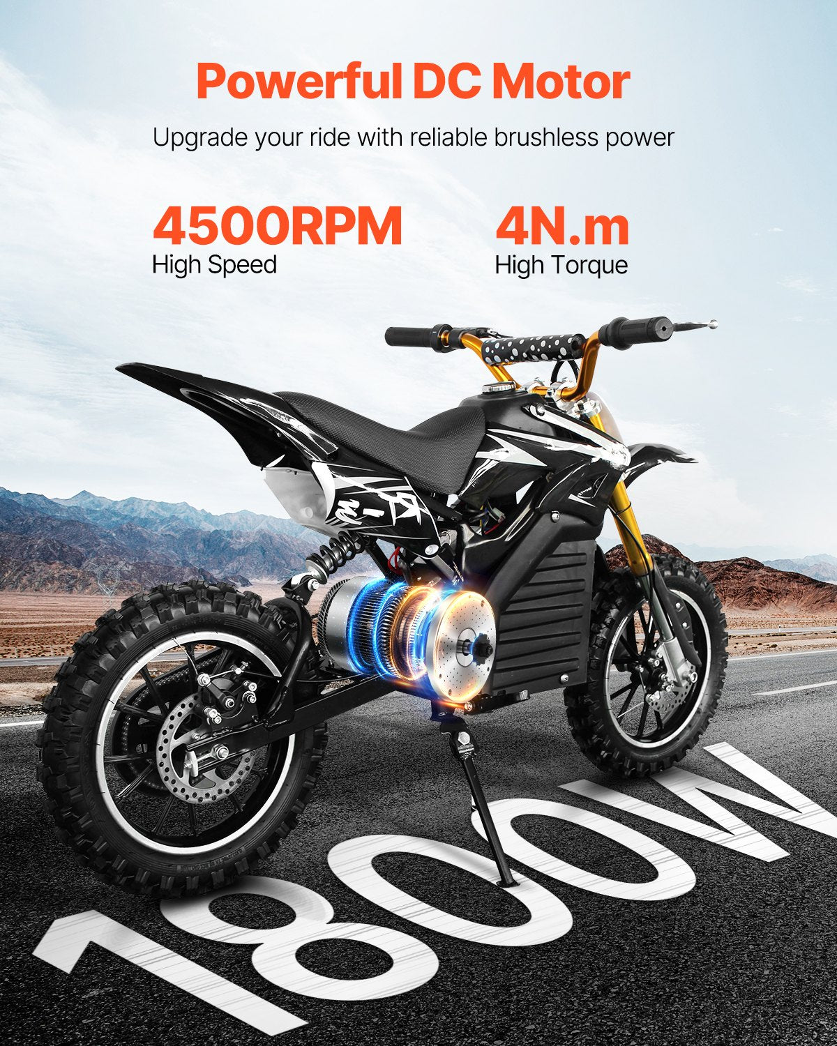 Brushless DC Motor Kit 1800W 48V 4500rpm Speed Controller Foot Pedal Throttle