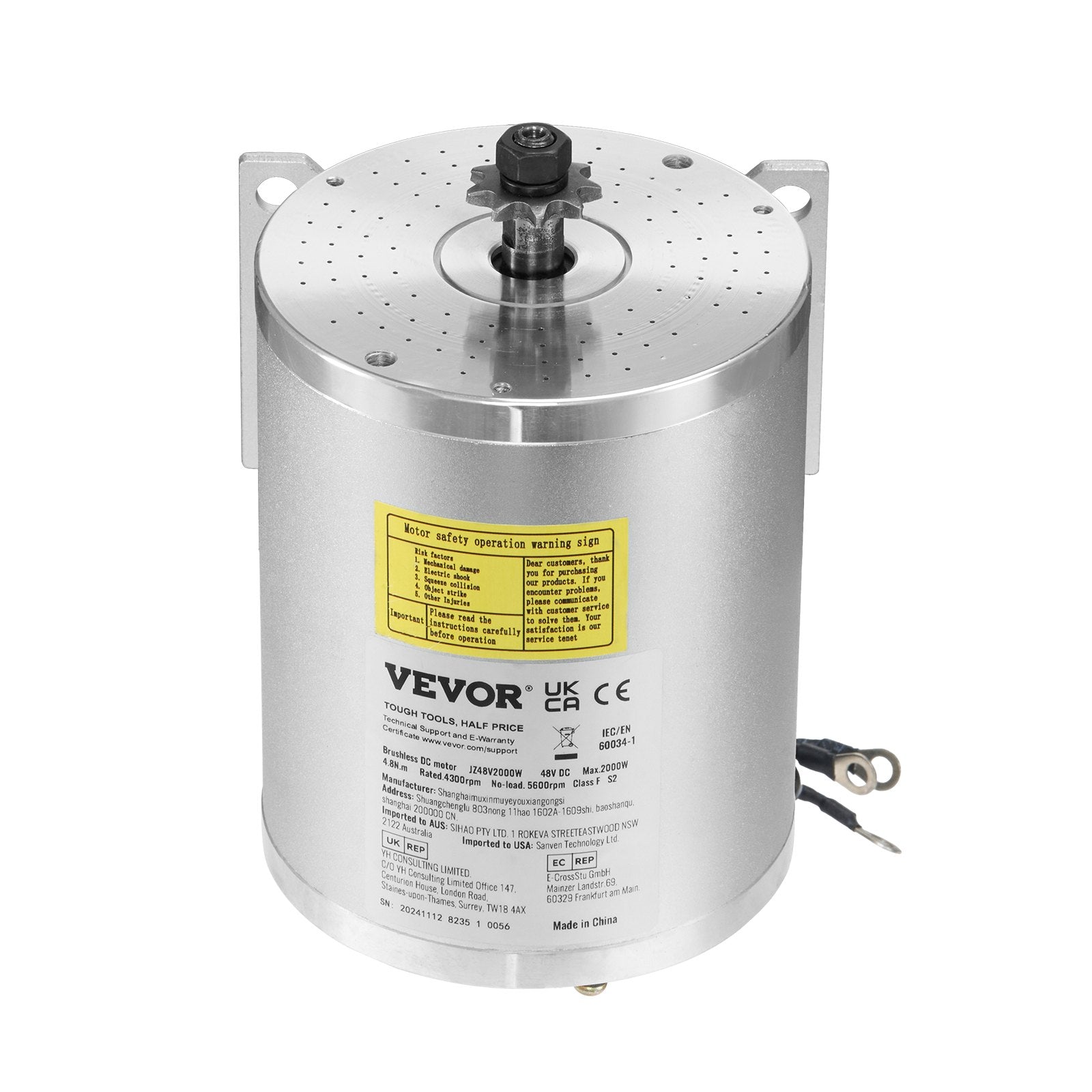 2000W Electric Brushless DC Motor Kit 48V 4300rpm with Speed Controller Throttle
