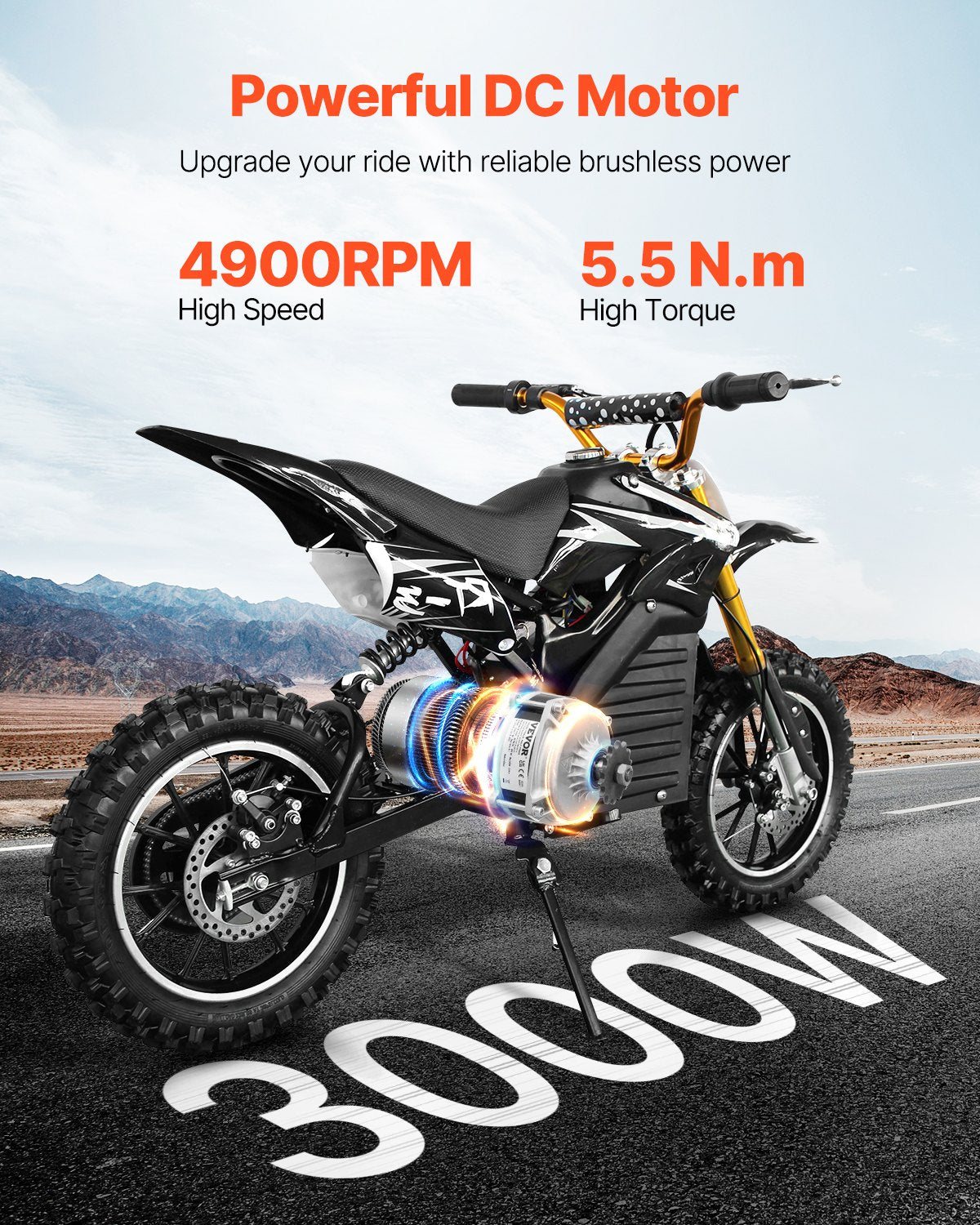 3000W Electric Brushless DC Motor 72V 4900rpm Go-Kart Dirt Bike E-Bike Motor