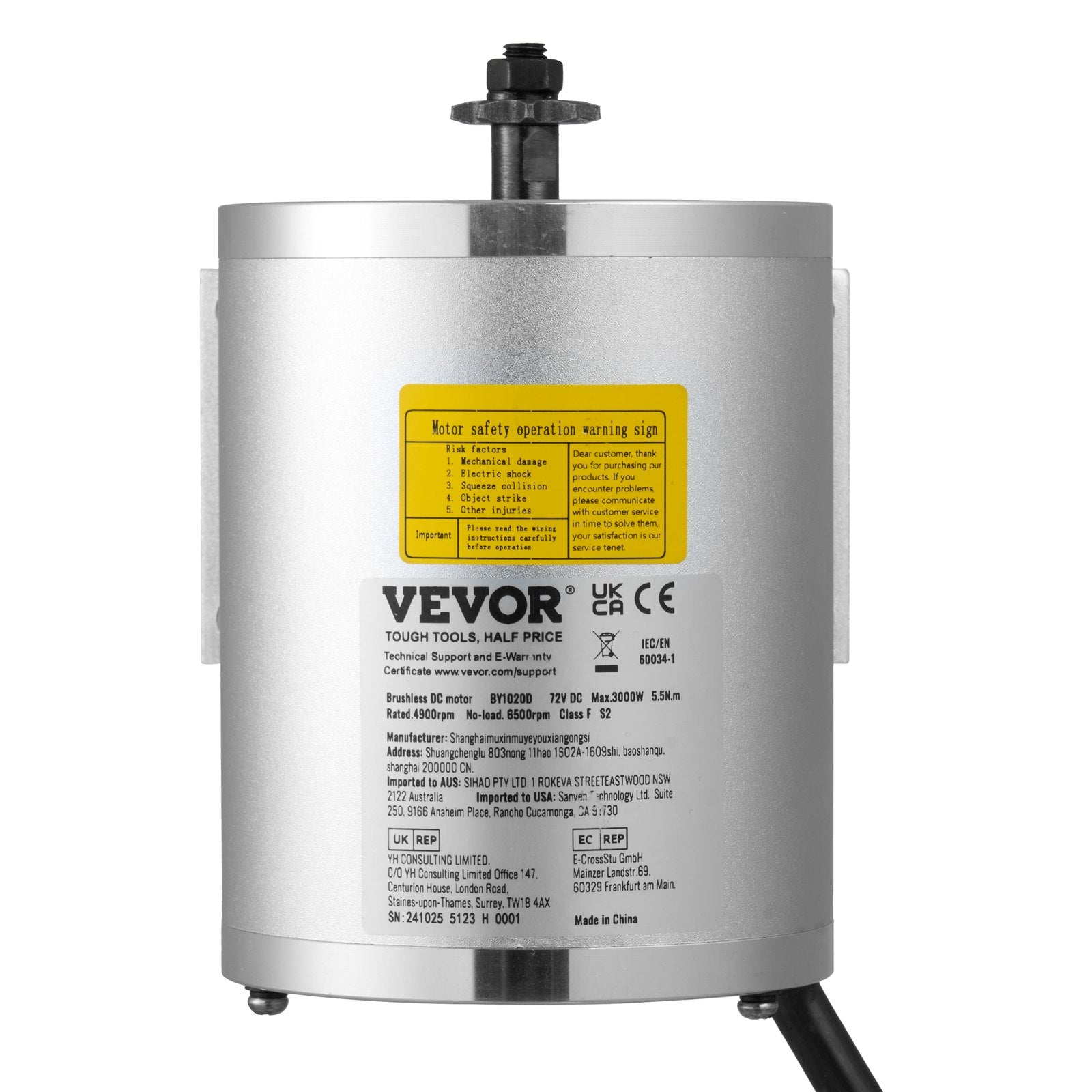 3000W Electric Brushless DC Motor 72V 4900rpm Go-Kart Dirt Bike E-Bike Motor