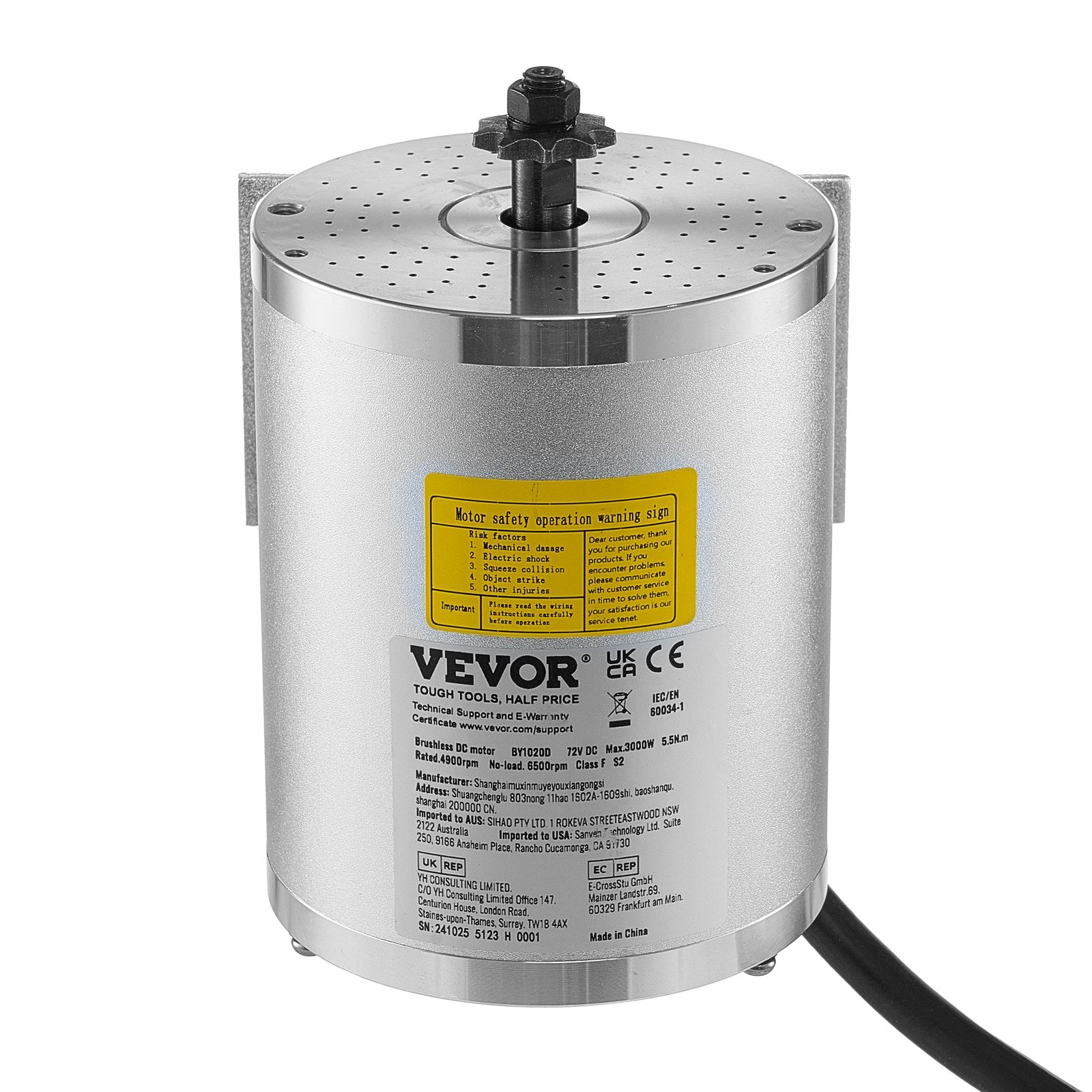3000W Electric Brushless DC Motor 72V 4900rpm Go-Kart Dirt Bike E-Bike Motor
