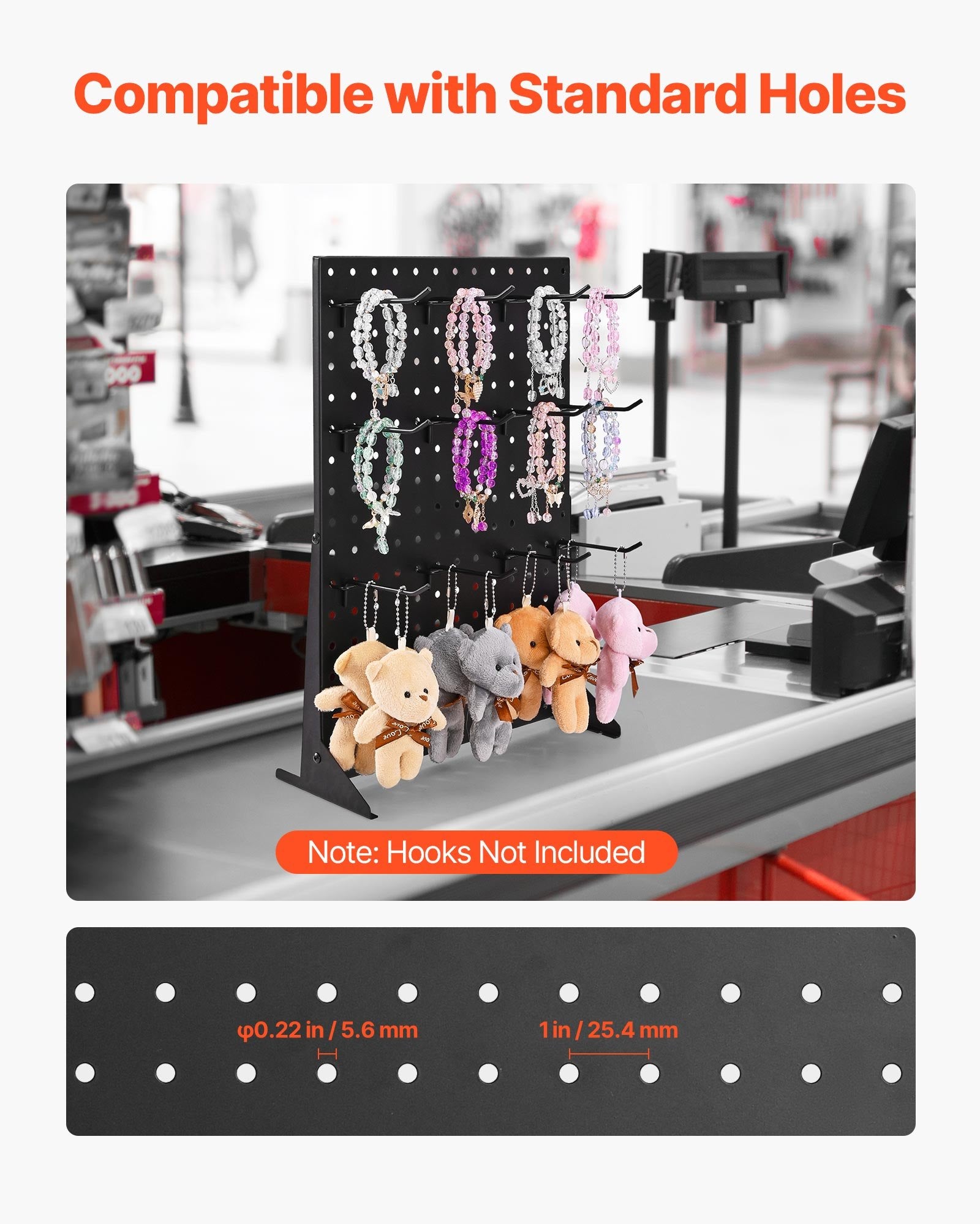 4PCS Tabletop Pegboard Display Stand 44x33x11 cm with 30 Hooks for Retail