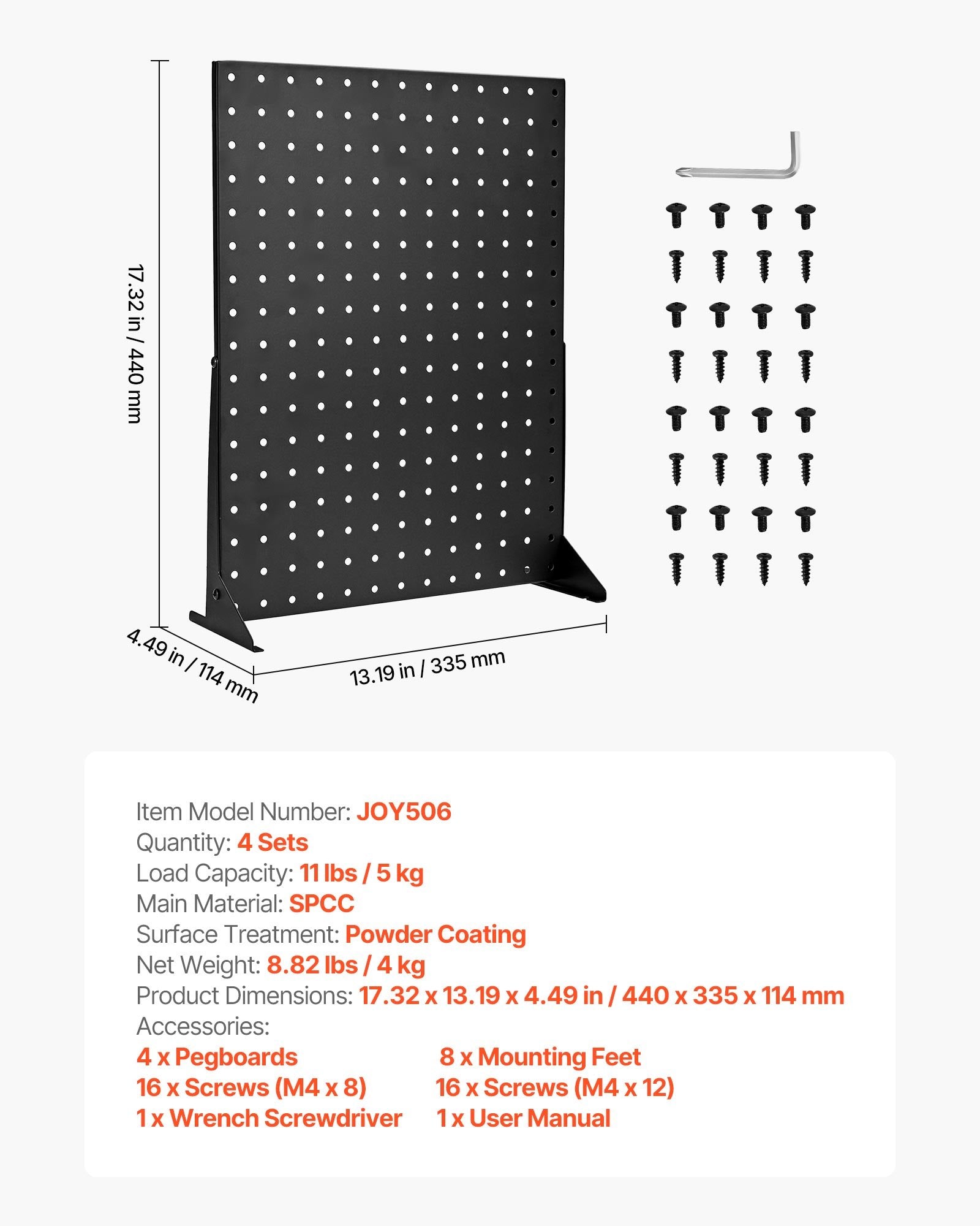 4PCS Tabletop Pegboard Display Stand 44x33x11 cm with 30 Hooks for Retail