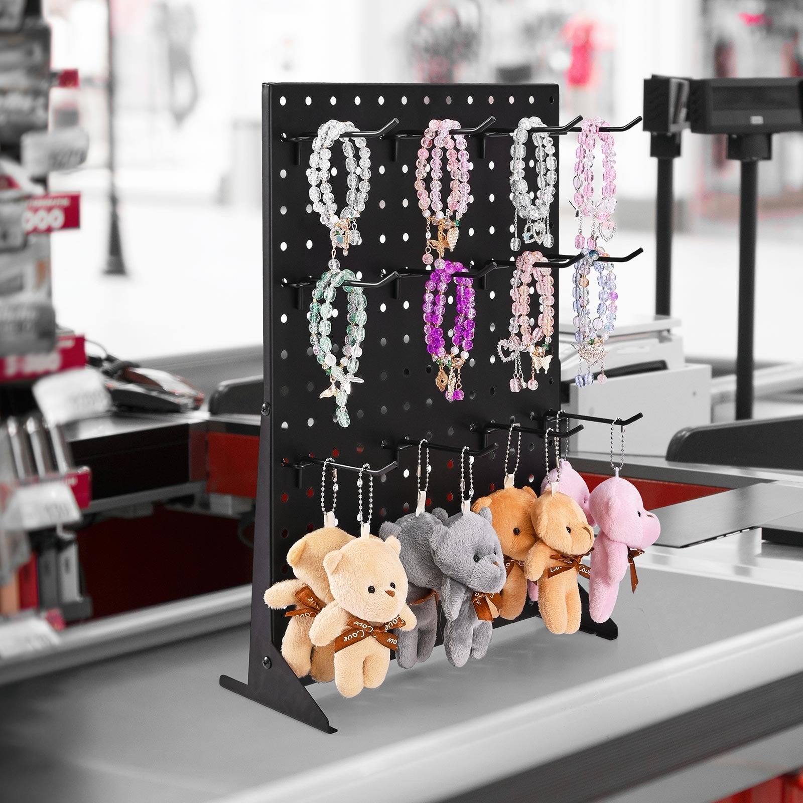 4PCS Tabletop Pegboard Display Stand 44x33x11 cm with 30 Hooks for Retail