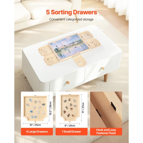 VEVOR 1000 Piece Rotating Puzzle Board 74x53cm with 5 Drawers and Cover