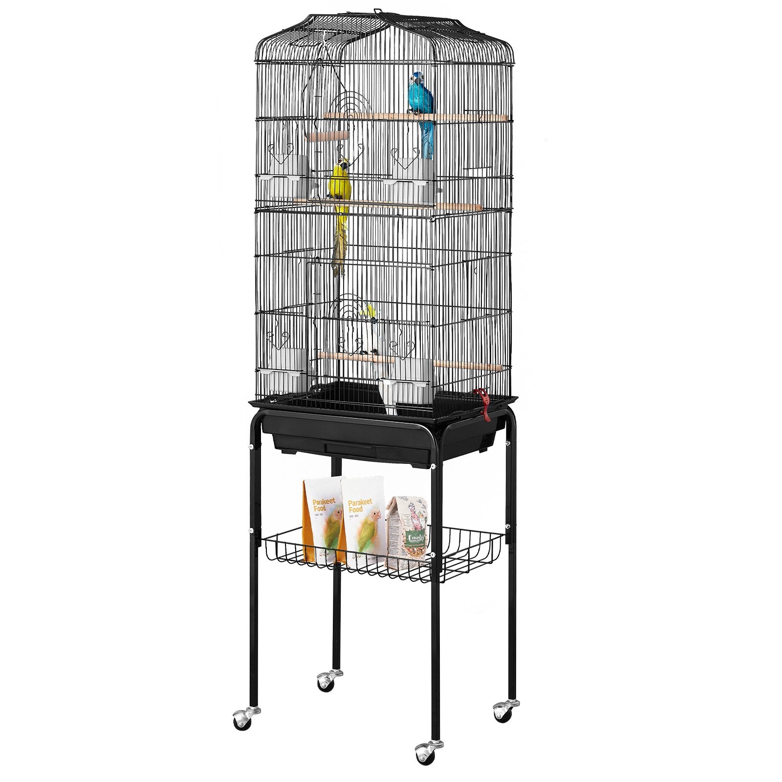 Large Bird Cage, 62 in Open Top Parakeet Cage with Rolling Stand