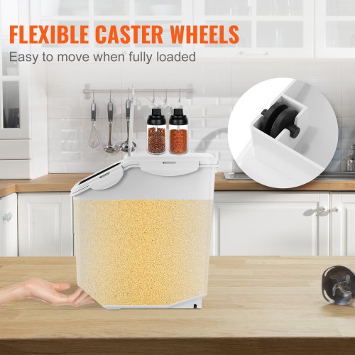 VEVOR 2 Pcs Ingredient Storage Bin 15L Kitchen Rice Cereal Flour Dog Food