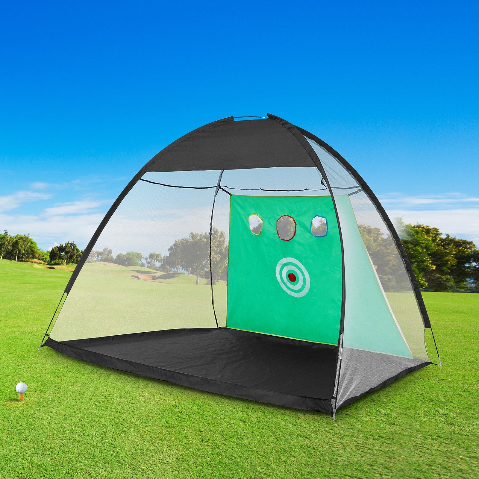 Golf Net 10x7ft All-in-1 Practice Net with Target Mats Balls Tee Club Bag