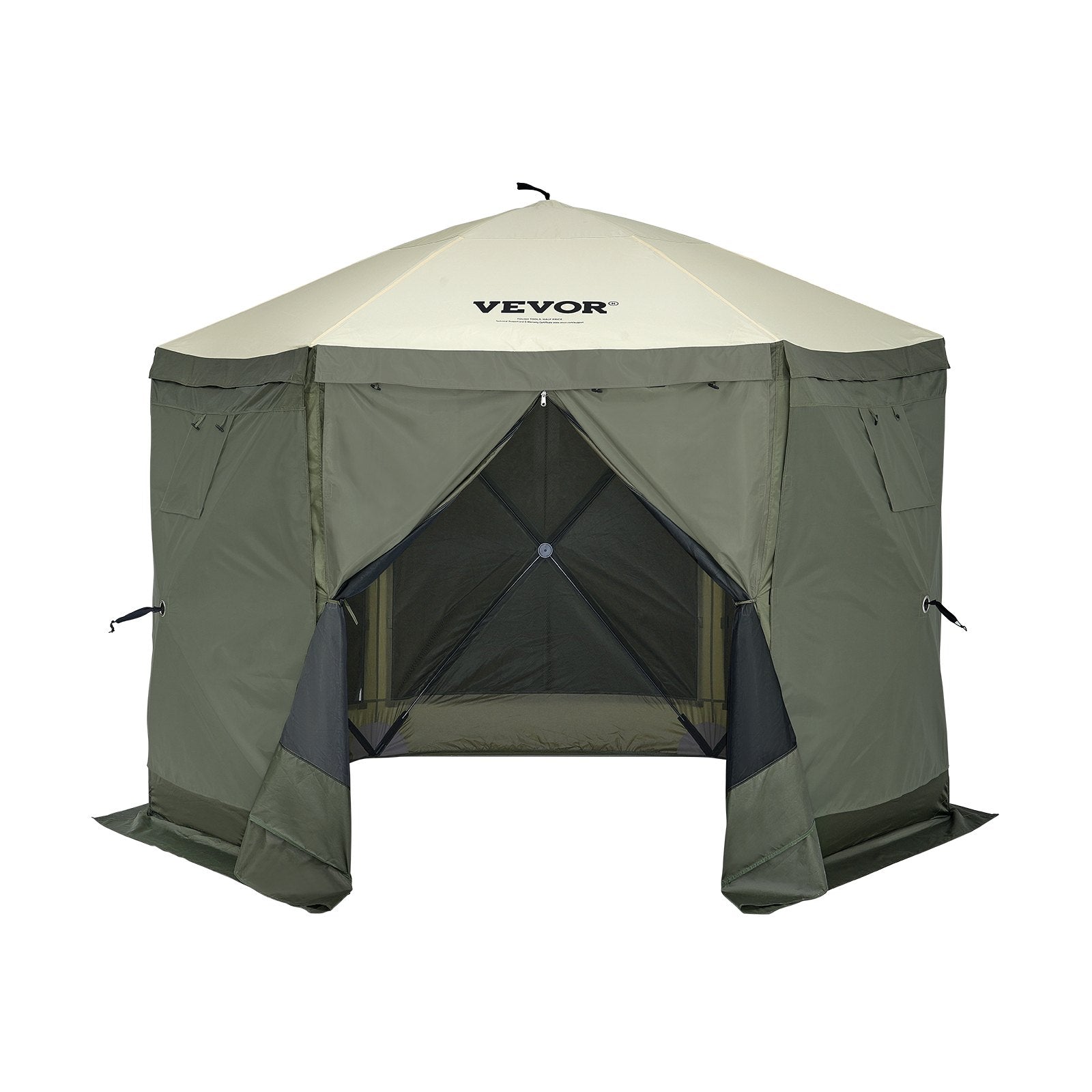 Pop Up Gazebo Tent 10x10FT 6 Sided Screen Canopy with Removable Cloth Army Green