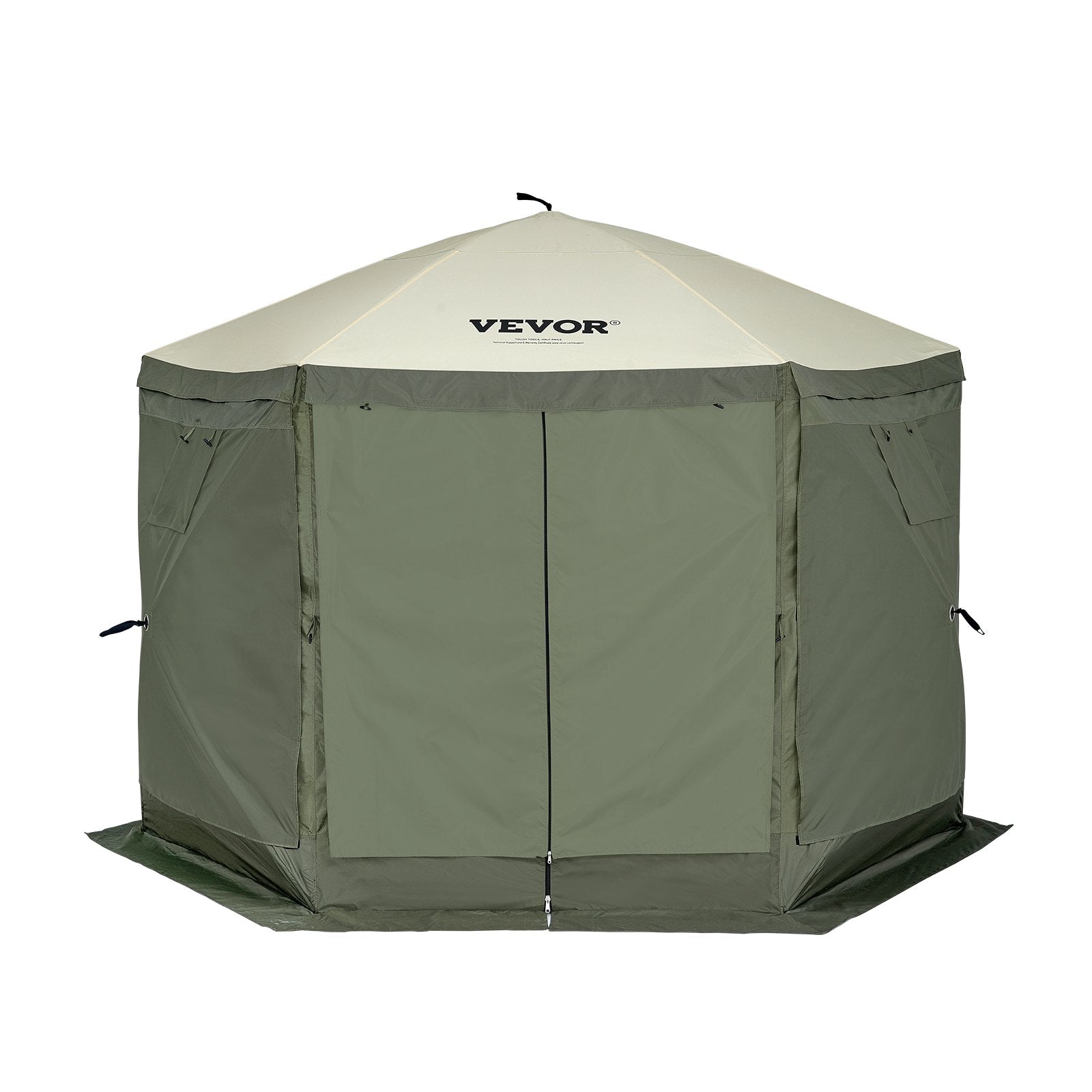 Pop Up Gazebo Tent 10x10FT 6 Sided Screen Canopy with Removable Cloth Army Green