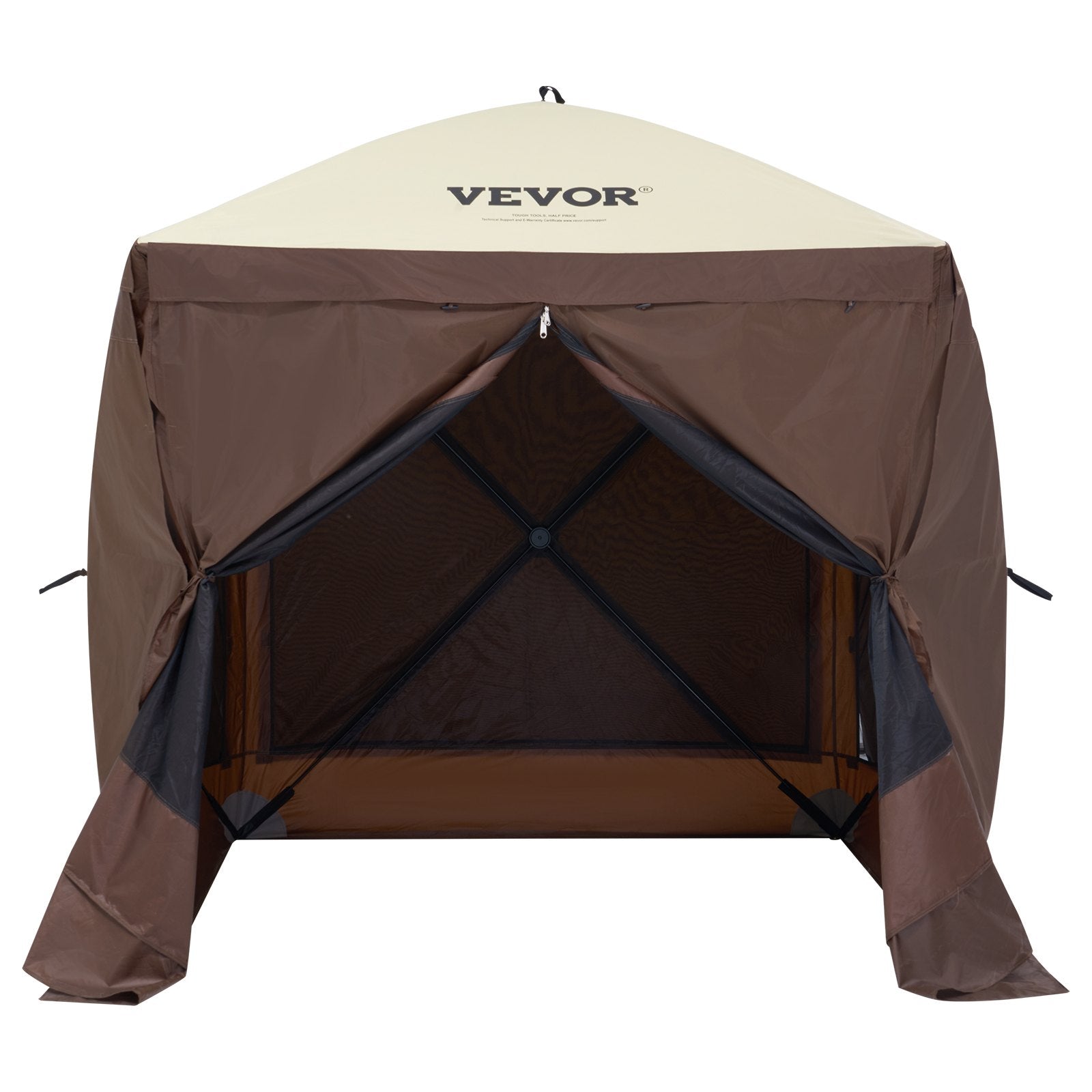 Pop Up Gazebo Tent 6x6FT 4 Sided Screen Canopy with Removable Cloths Brown
