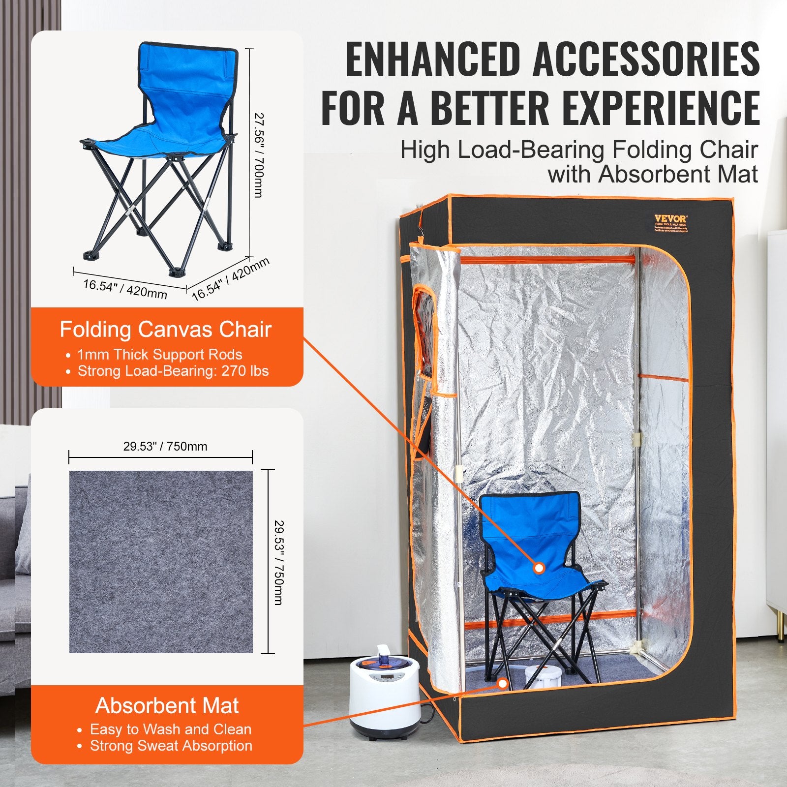 Portable Steam Sauna Tent Full Size 1000W w/Window Chair Remote Control Black