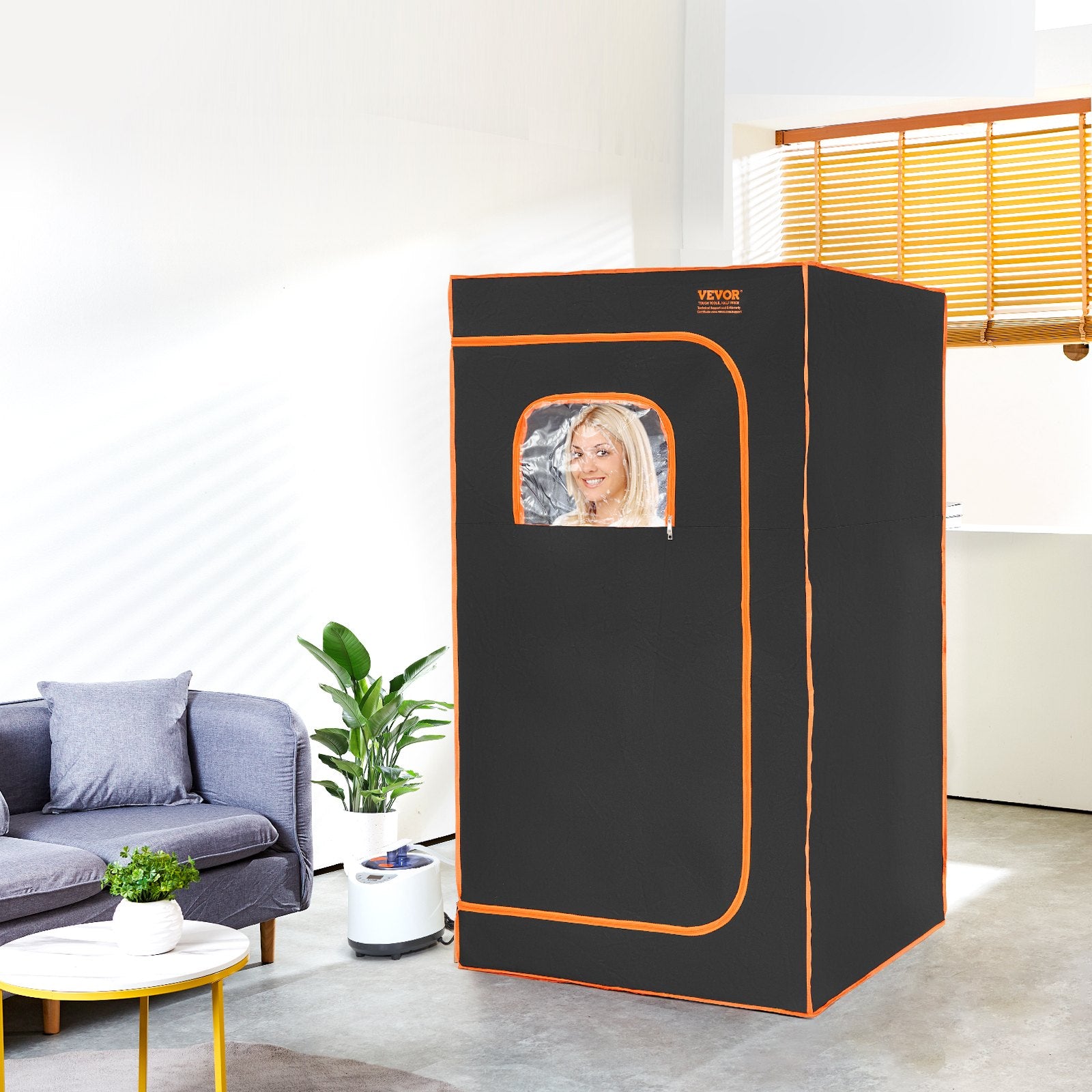 Portable Steam Sauna Tent Full Size 1000W w/Window Chair Remote Control Black