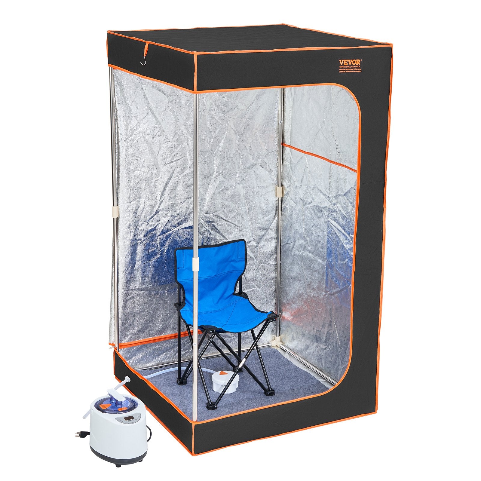 Portable Steam Sauna Tent Full Size 1000W w/Window Chair Remote Control Black