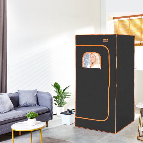VEVOR Portable Steam Sauna Tent Full Size 2000W with Remote Chair - Black