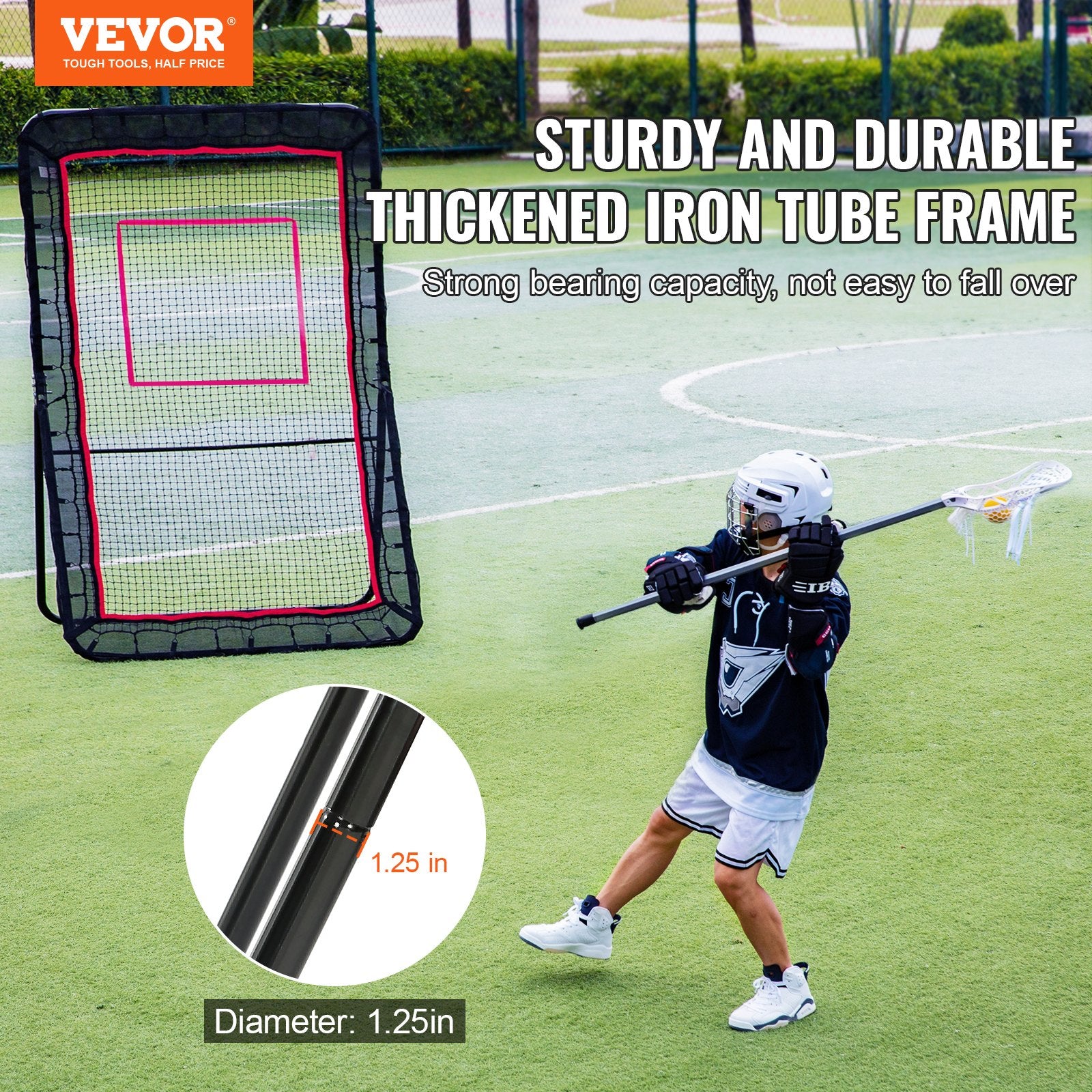 Lacrosse Rebounder 5x7ft Volleyball Bounce Back Net Adjustable Pitchback