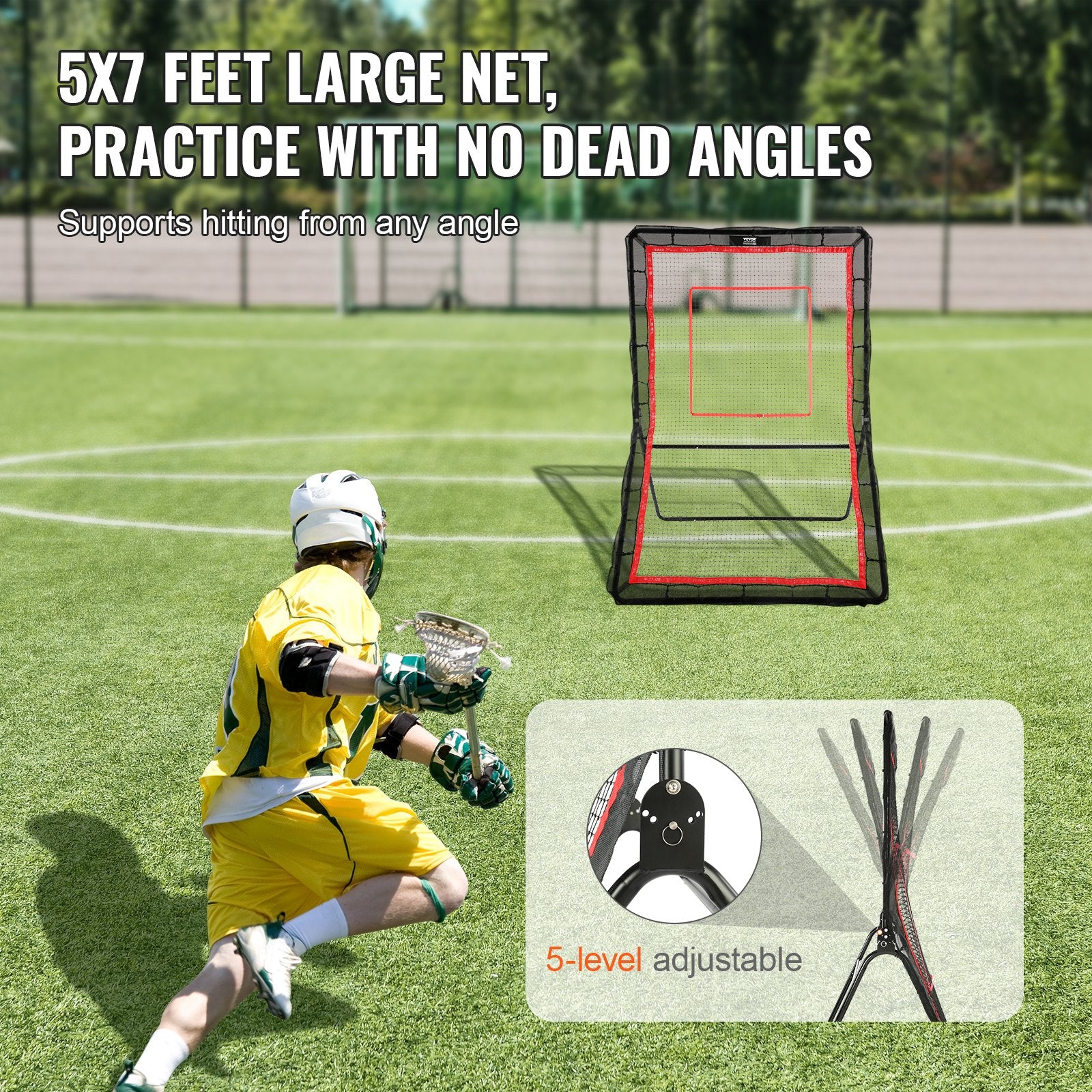 Lacrosse Rebounder 5x7ft Volleyball Bounce Back Net Adjustable Pitchback