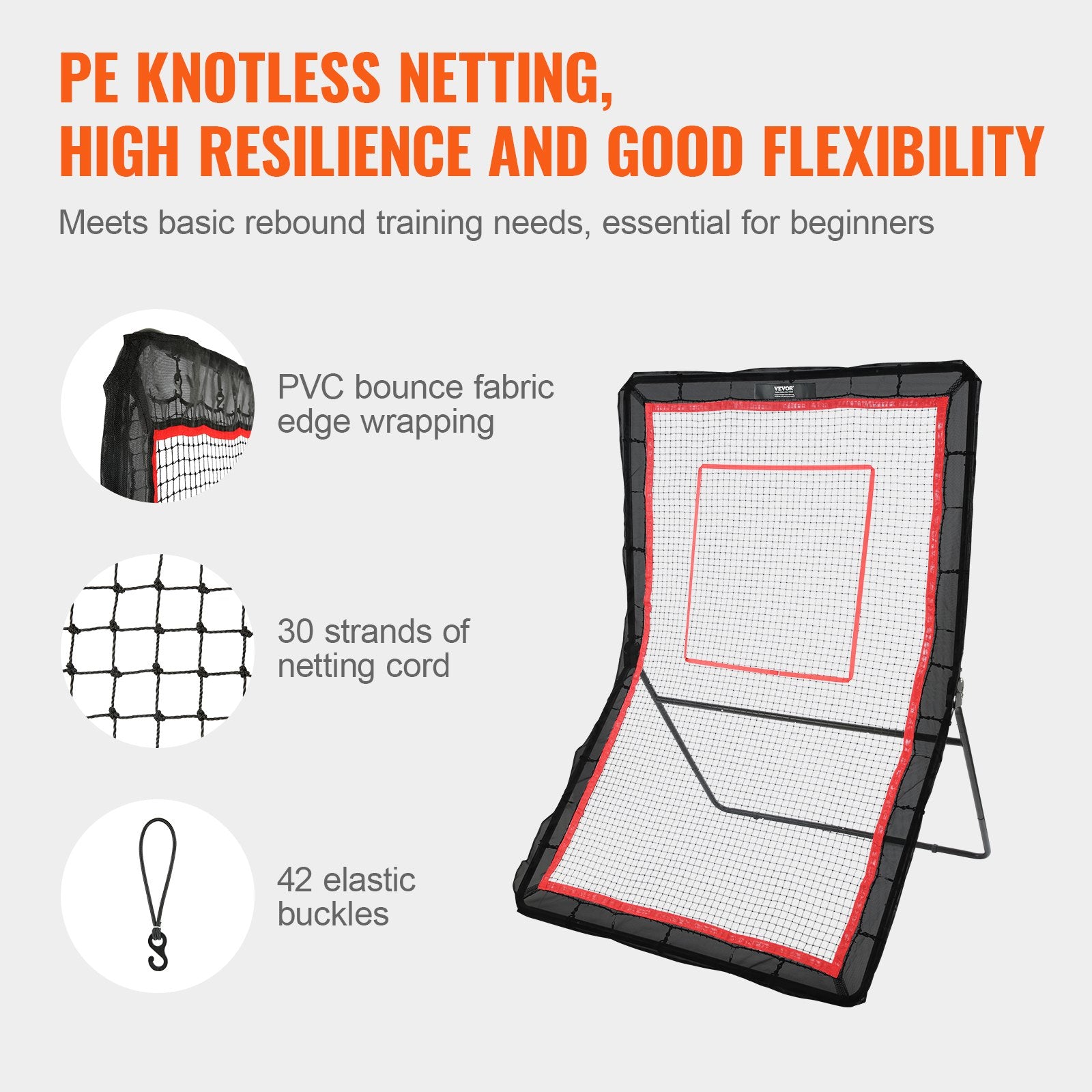 Lacrosse Rebounder 5x7ft Volleyball Bounce Back Net Adjustable Pitchback