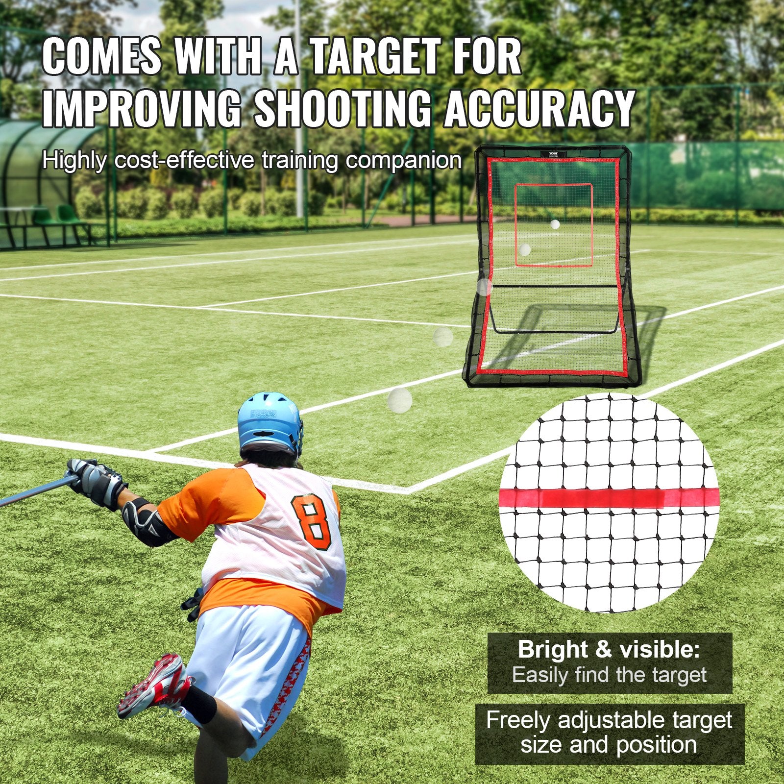 Lacrosse Rebounder 5x7ft Volleyball Bounce Back Net Adjustable Pitchback