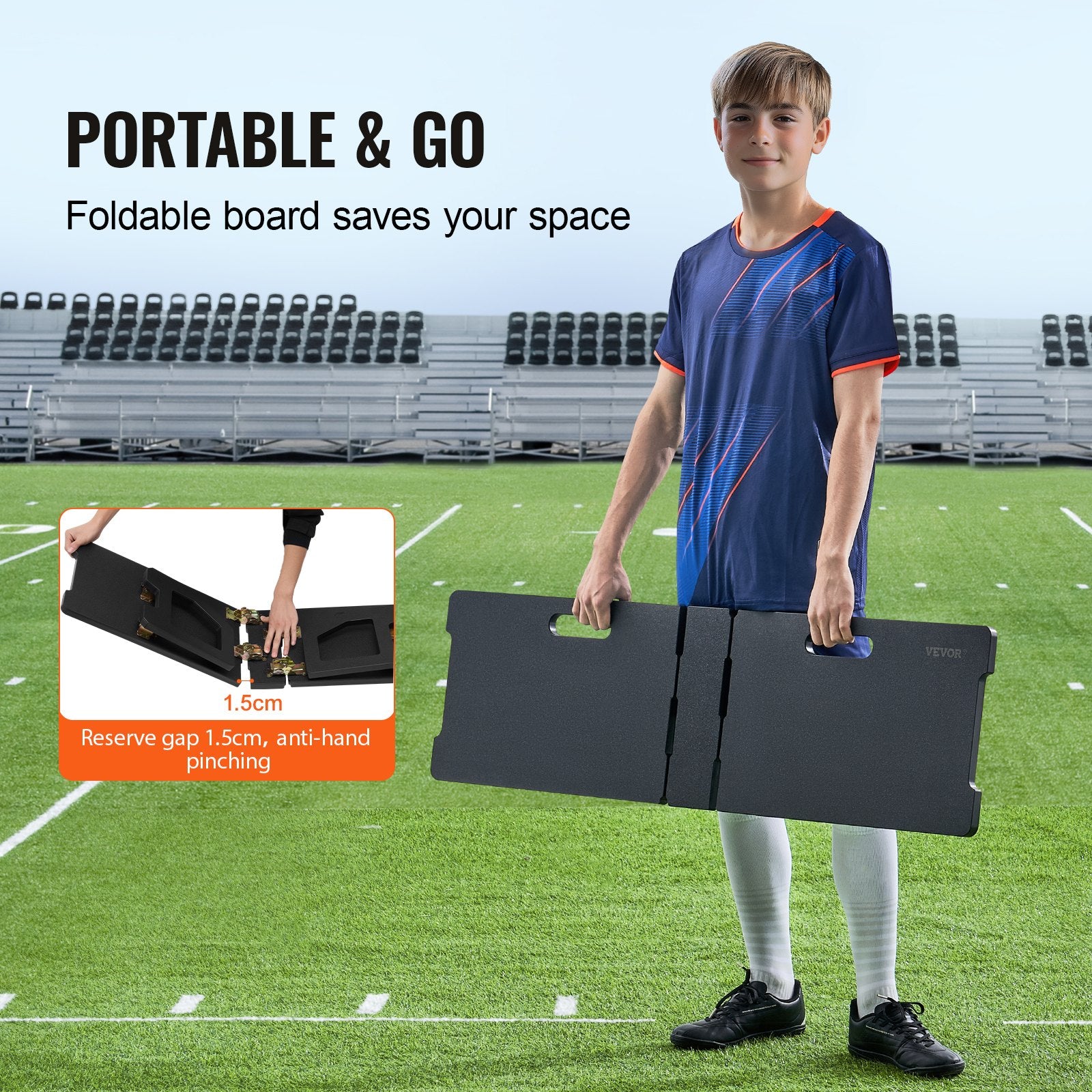 Soccer Rebounder Board 45"x13" Foldable HDPE Kickback