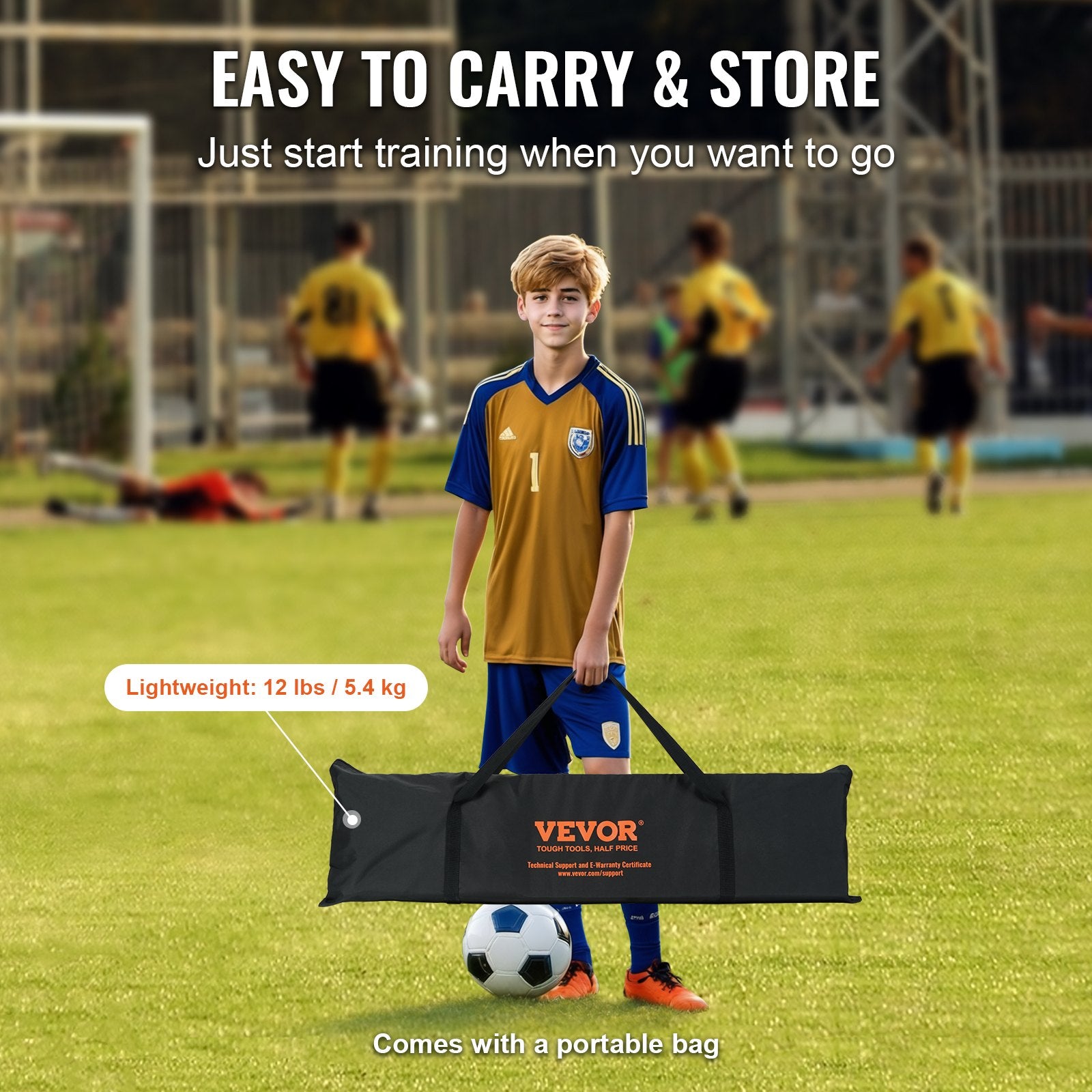 Soccer Trainer 2-in-1 Portable Rebounder Net Iron Wall Bag Practice Training