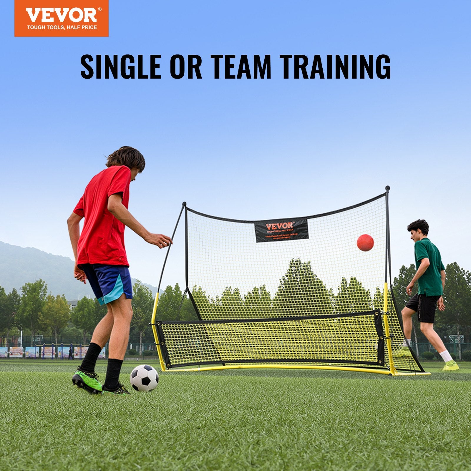 Soccer Trainer 2-in-1 Portable Rebounder Net Iron Wall Bag Practice Training