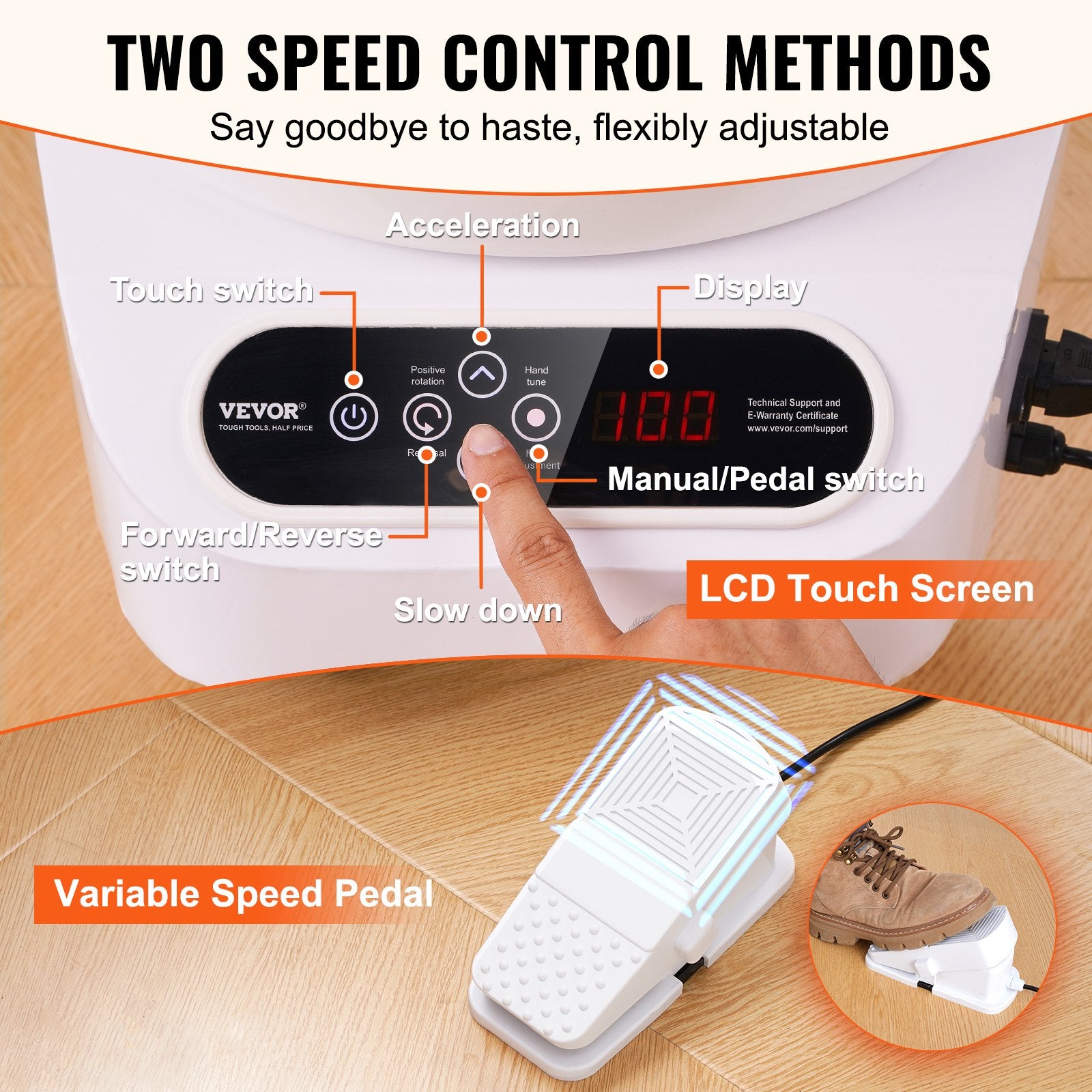 Pottery Wheel 10 Inch 350W Electric, Direct Drive with Foot Pedal, 3 Legs, White
