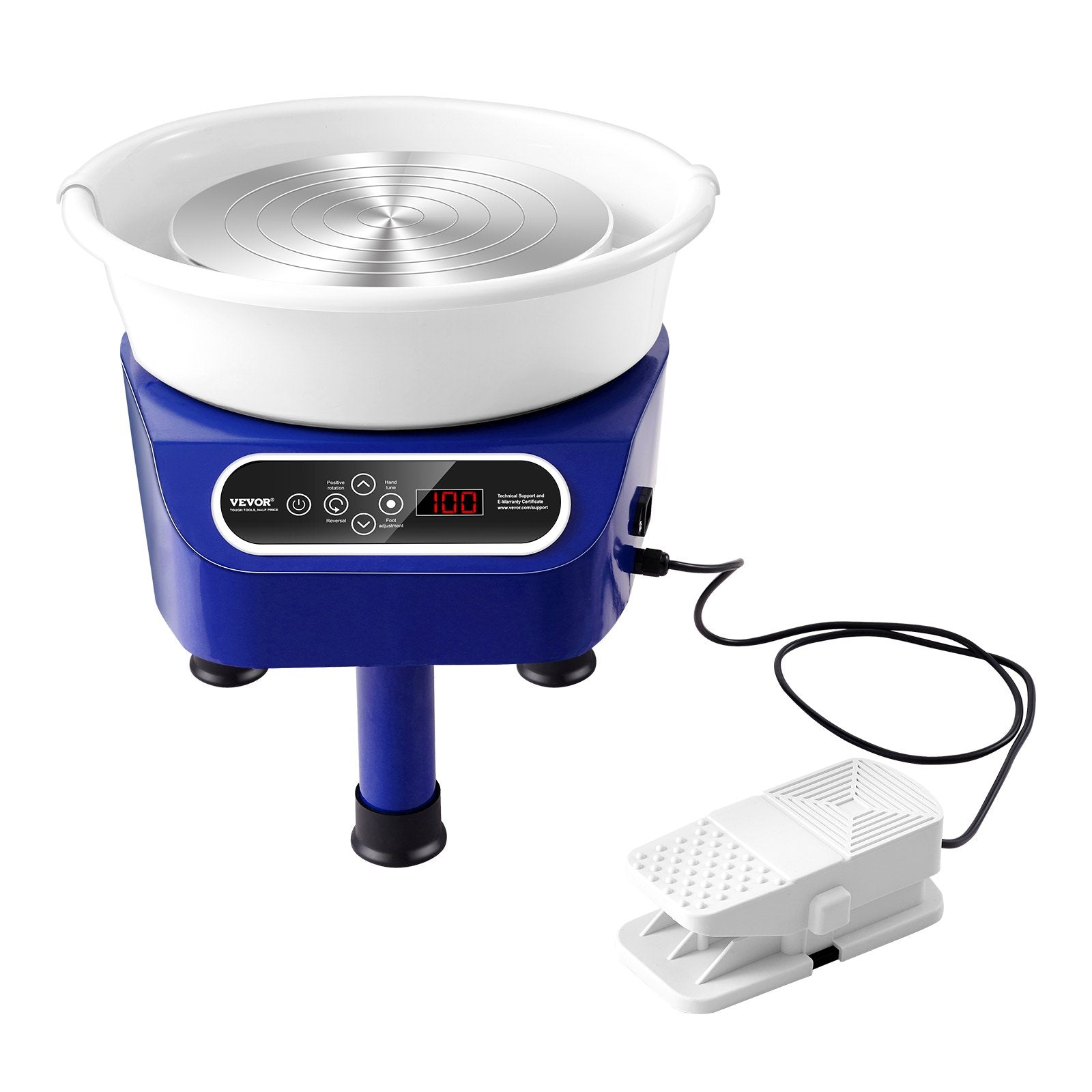 Pottery Wheel 11 Inch 450W Electric, Direct Drive with Foot Pedal, 3 Legs, Blue