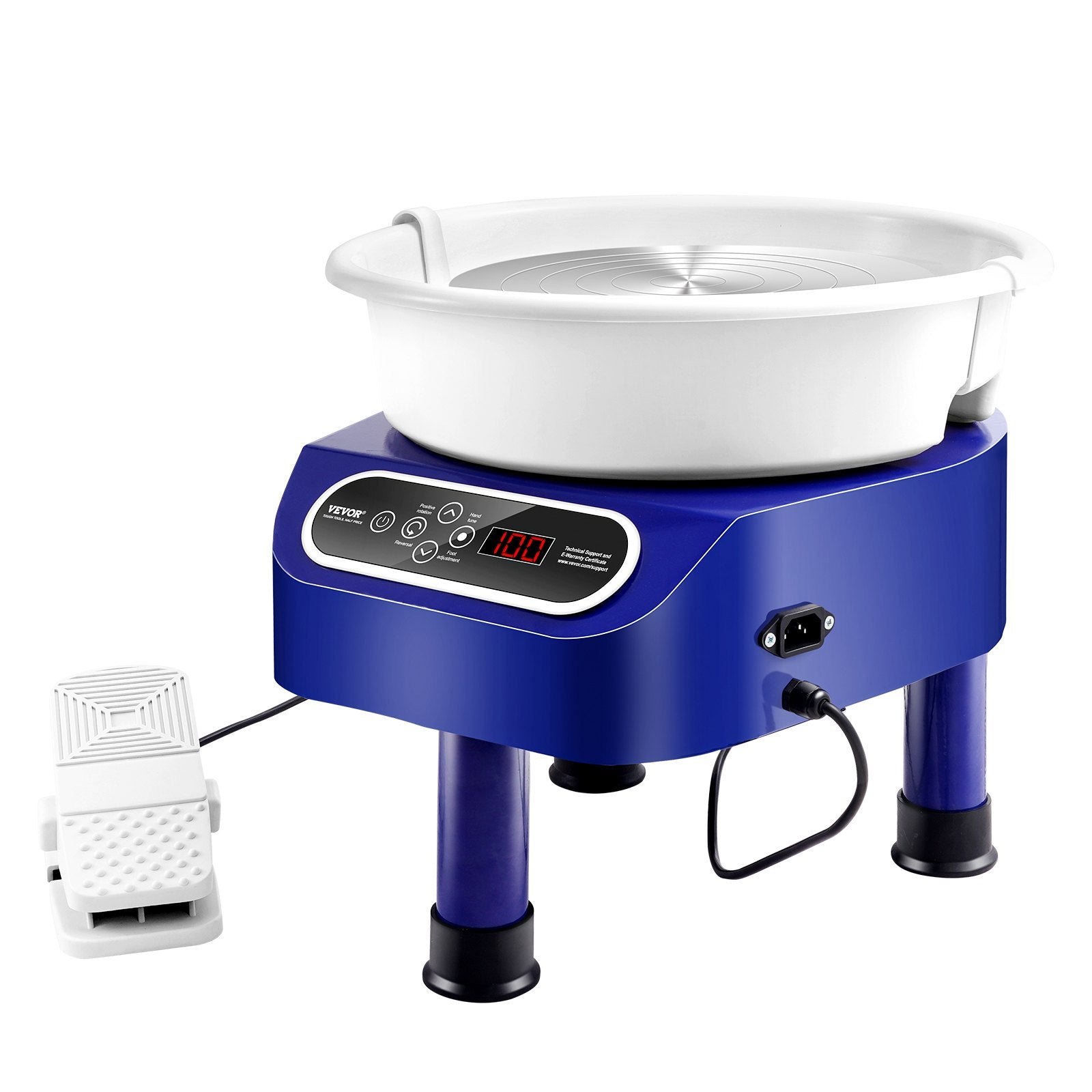 Pottery Wheel 11 Inch 450W Electric, Direct Drive with Foot Pedal, 3 Legs, Blue