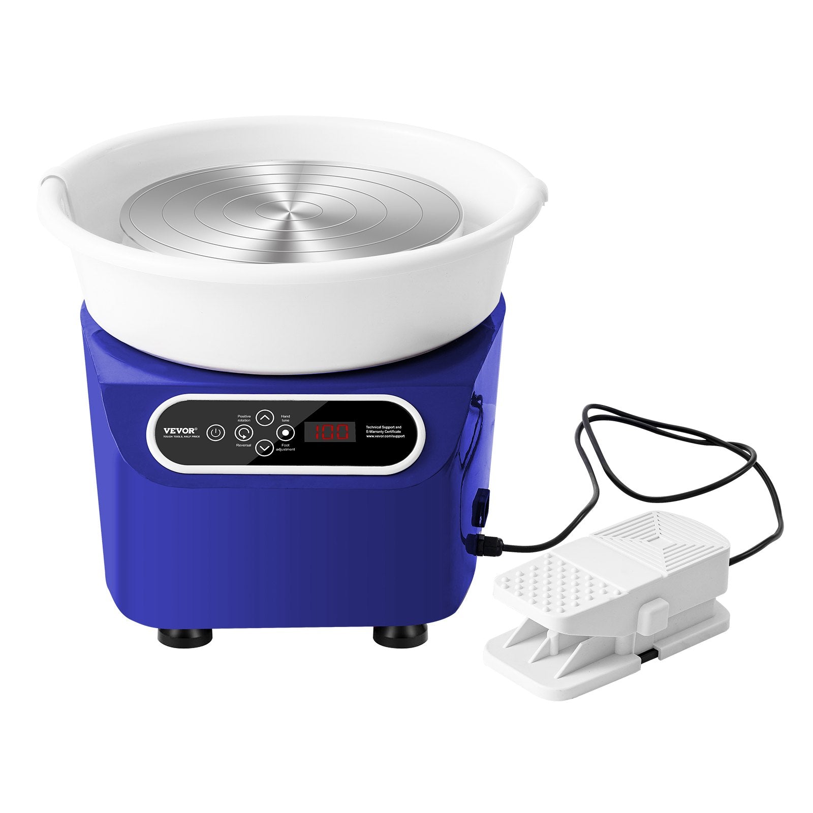 Pottery Wheel 10 Inch 350W Electric, Direct Drive with Foot Pedal LCD, Blue